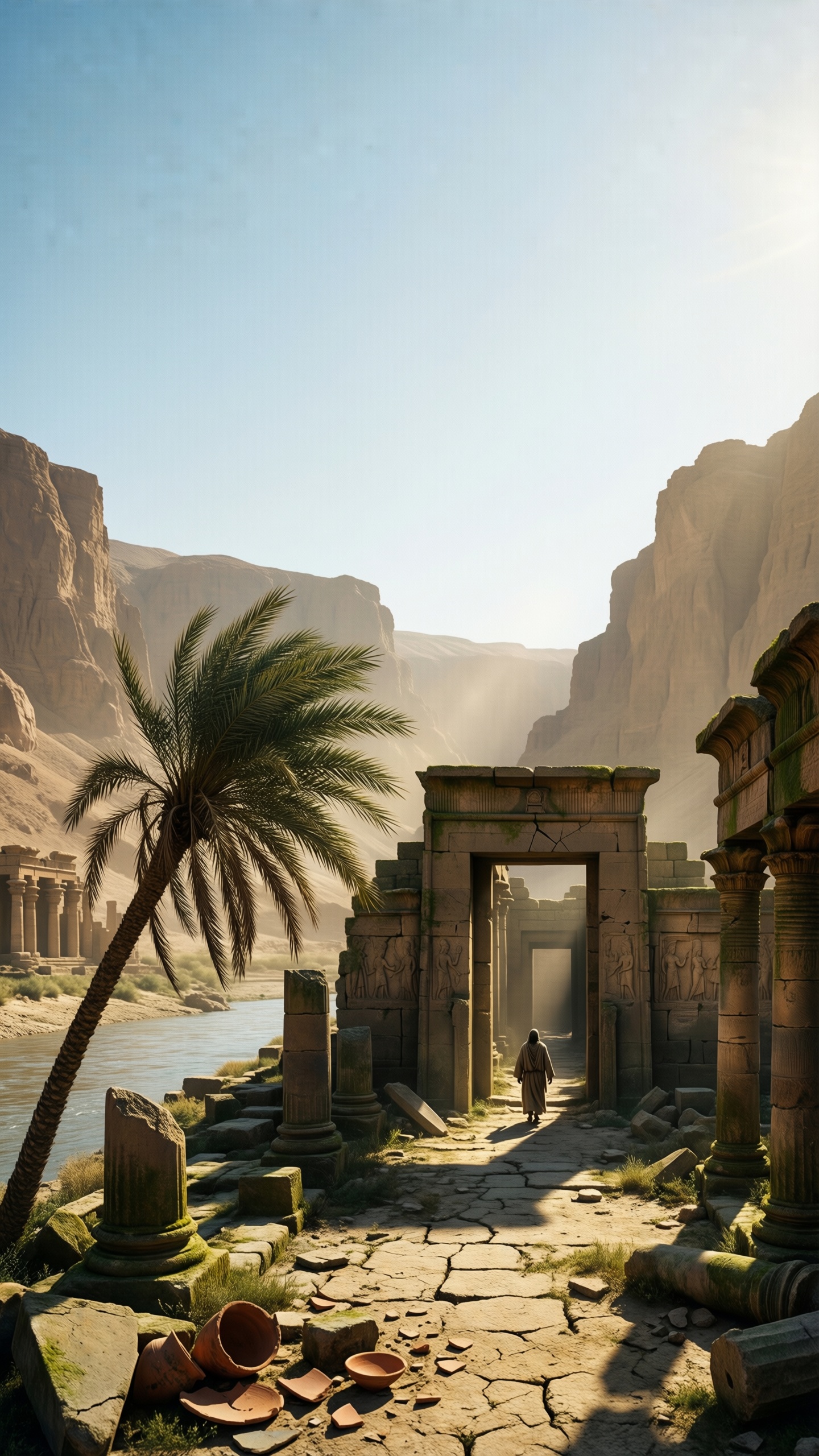 Ancient Ruins in the Desert - AI generated wallpaper