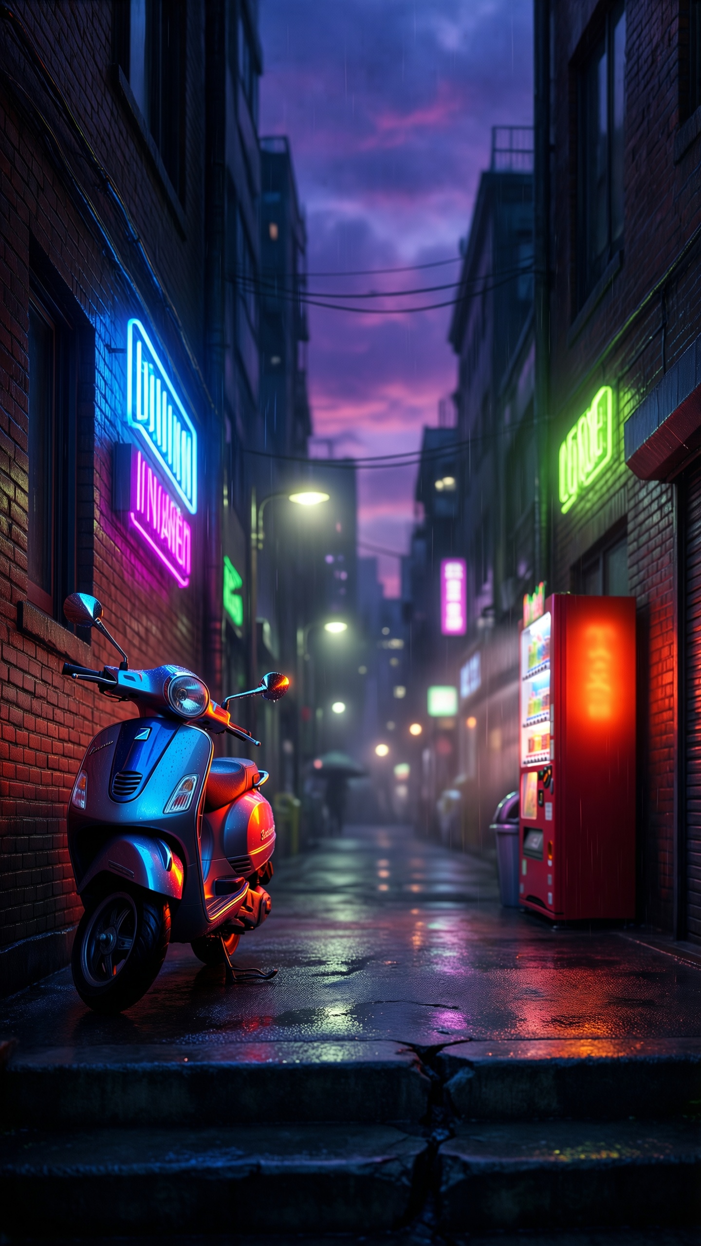 Cyberpunk Alleyway - AI generated wallpaper