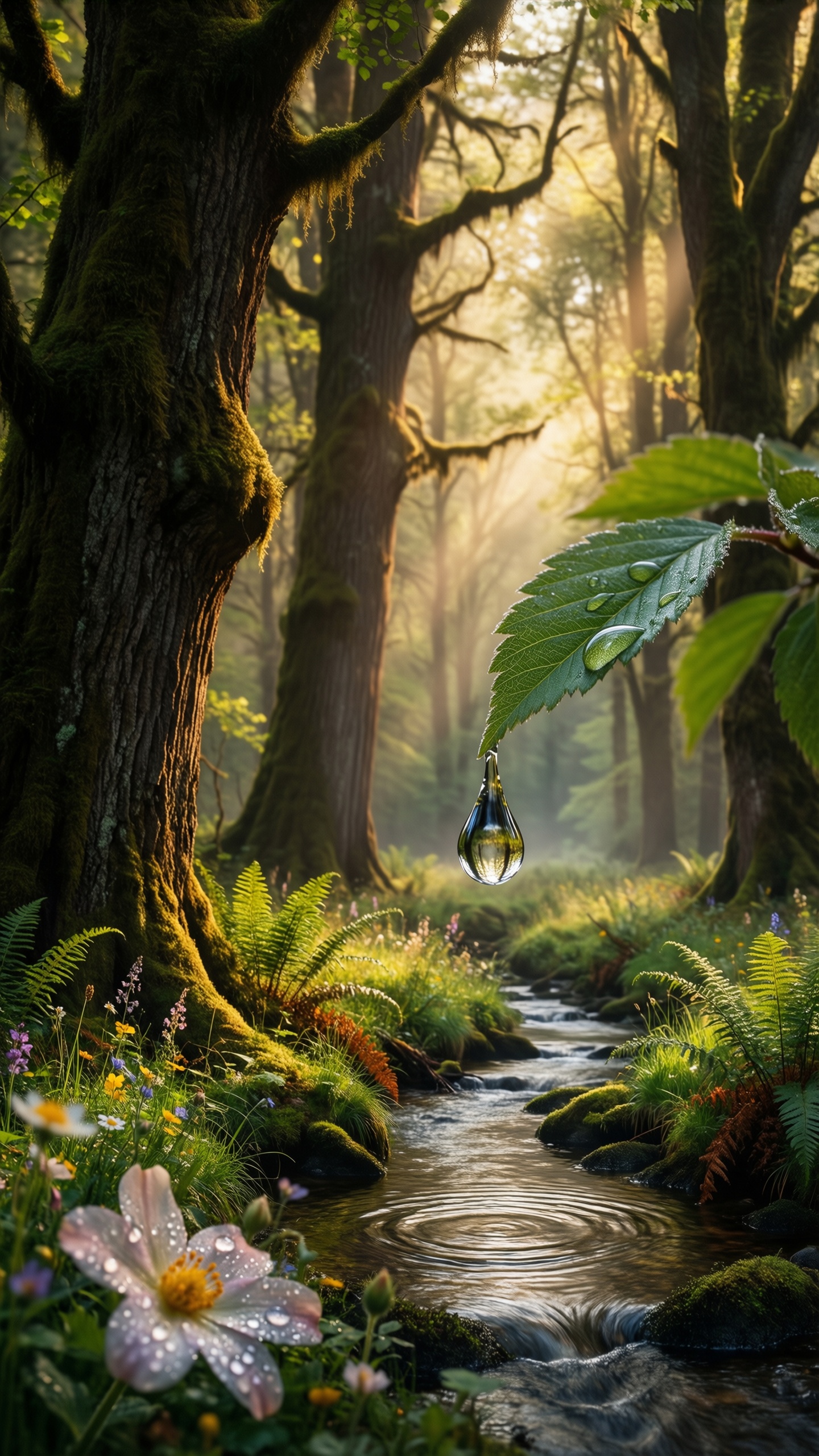 Mystic Forest Stream - AI generated wallpaper