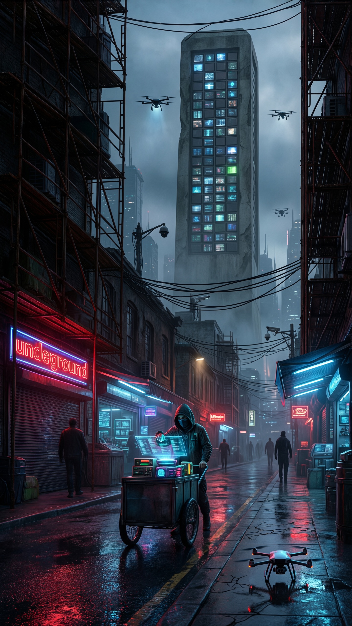 Cyberpunk Alleyway 1 - AI generated wallpaper