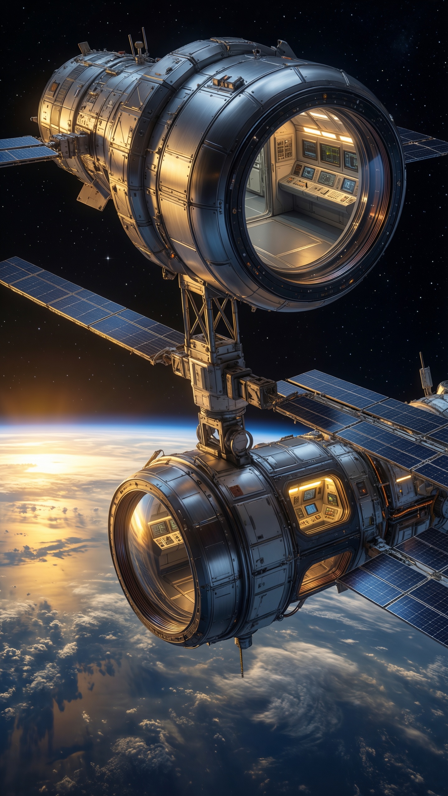 Space Station Sunset - AI generated wallpaper