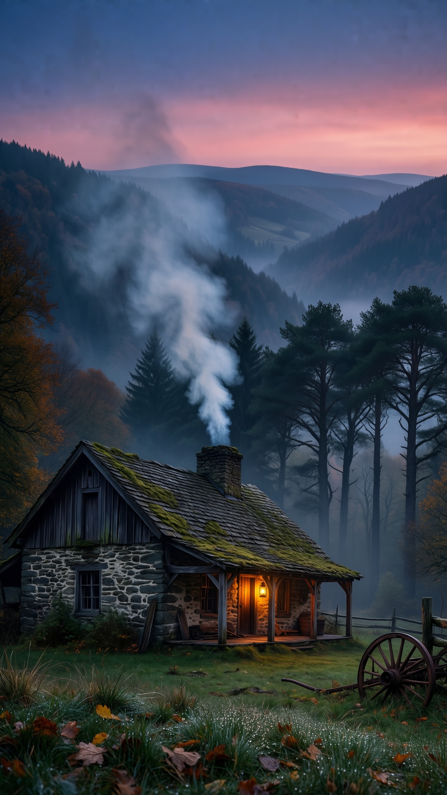 Cozy Cabin in the Mist - AI generated wallpaper