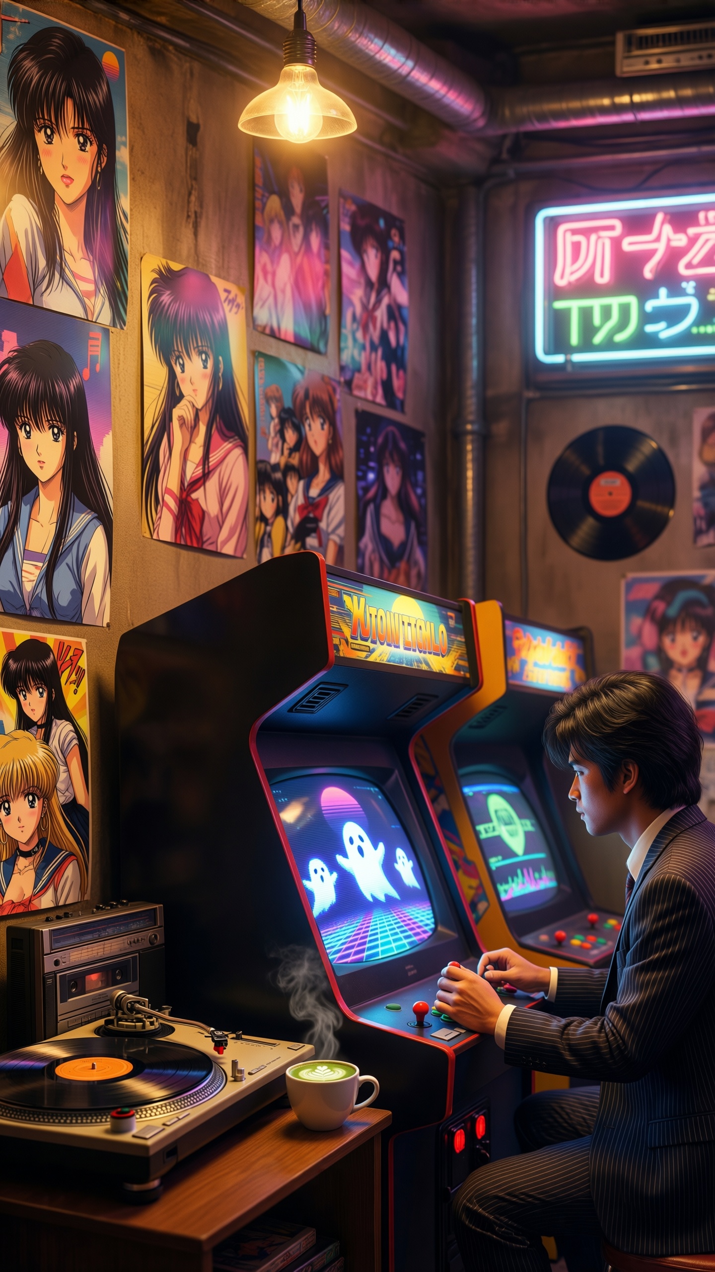 Arcade Nostalgia Cyberpunk - AI generated wallpaper