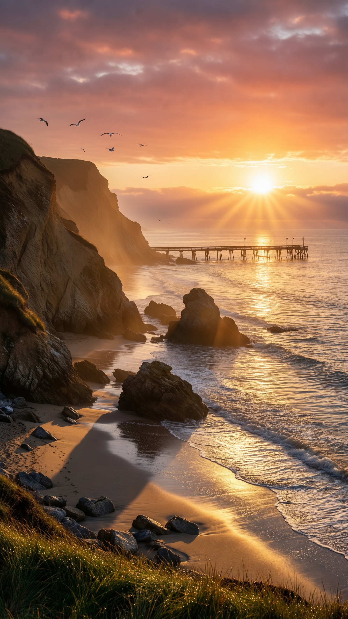 Sunset Cliffside Serenity 1 - AI generated wallpaper