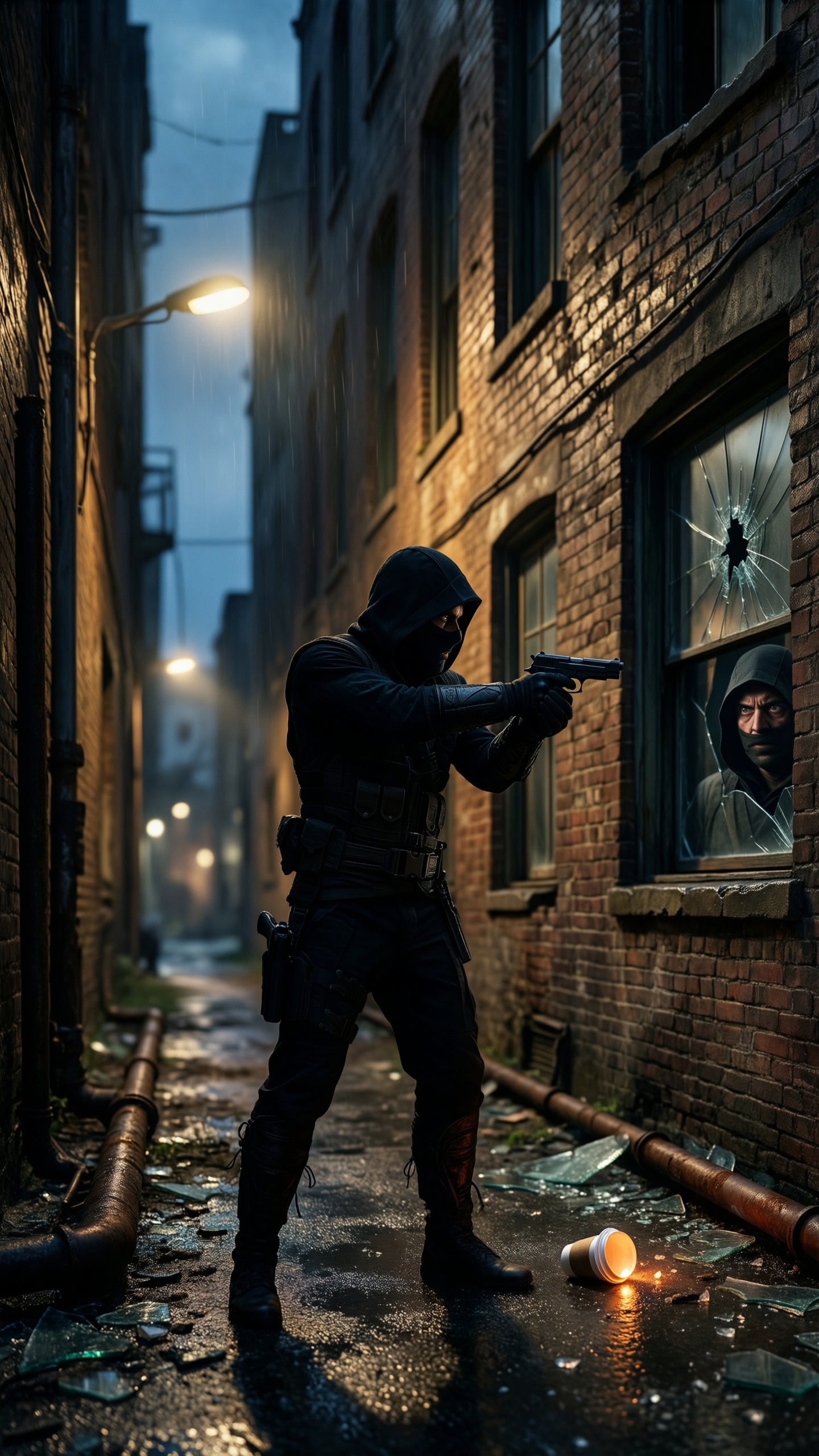 Cyberpunk Alleyway Encounter - AI generated wallpaper