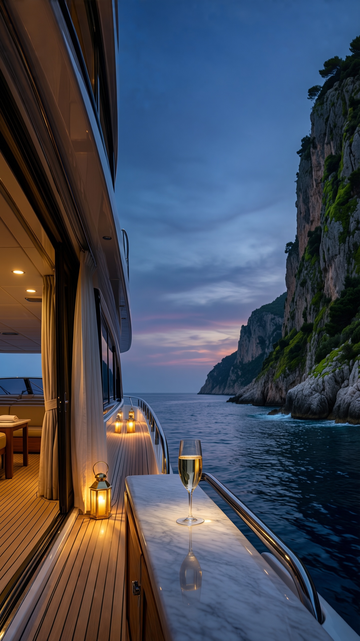 Luxury Yacht Sunset - AI generated wallpaper