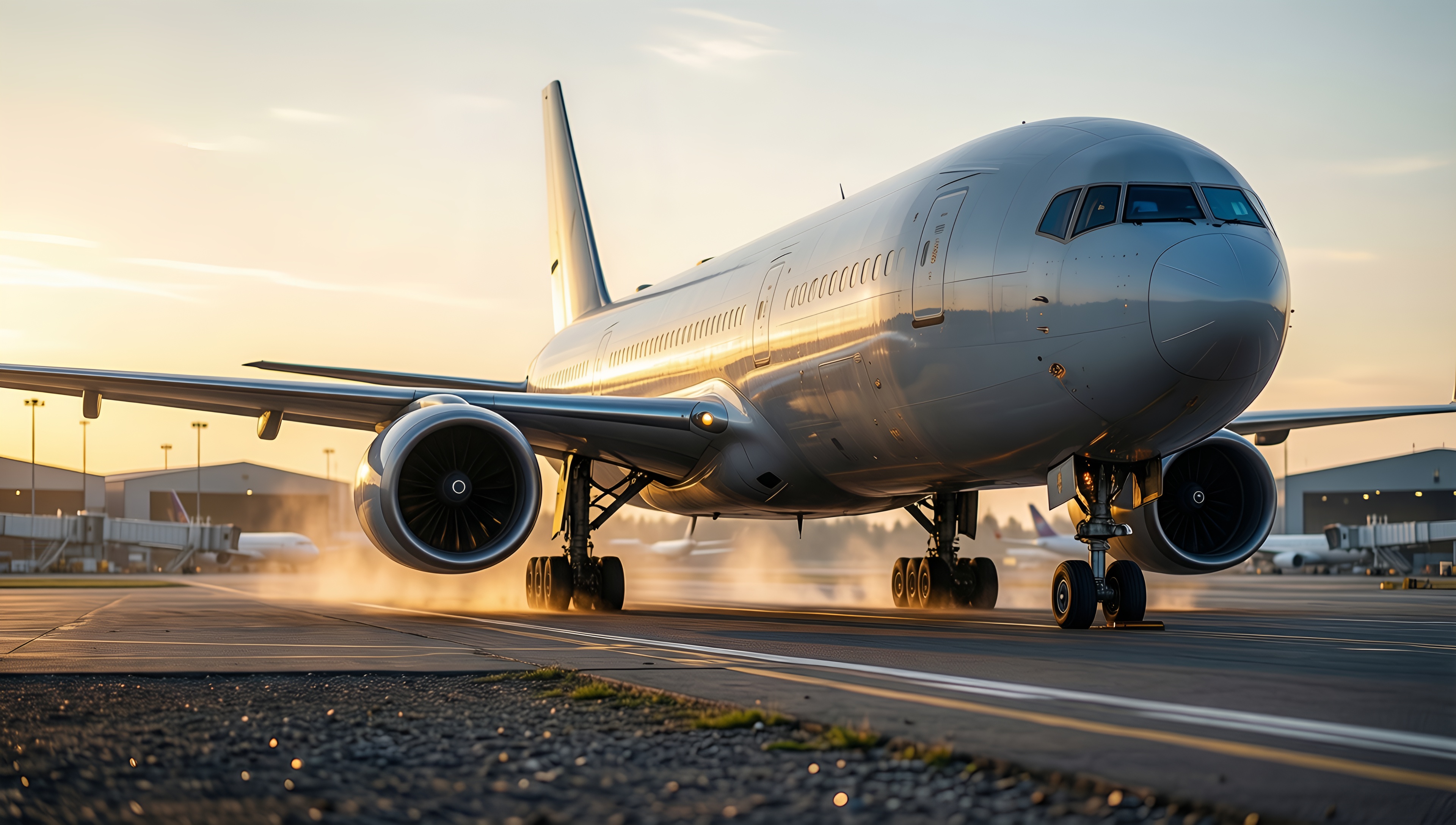 Sunset Flight Takeoff - AI generated wallpaper