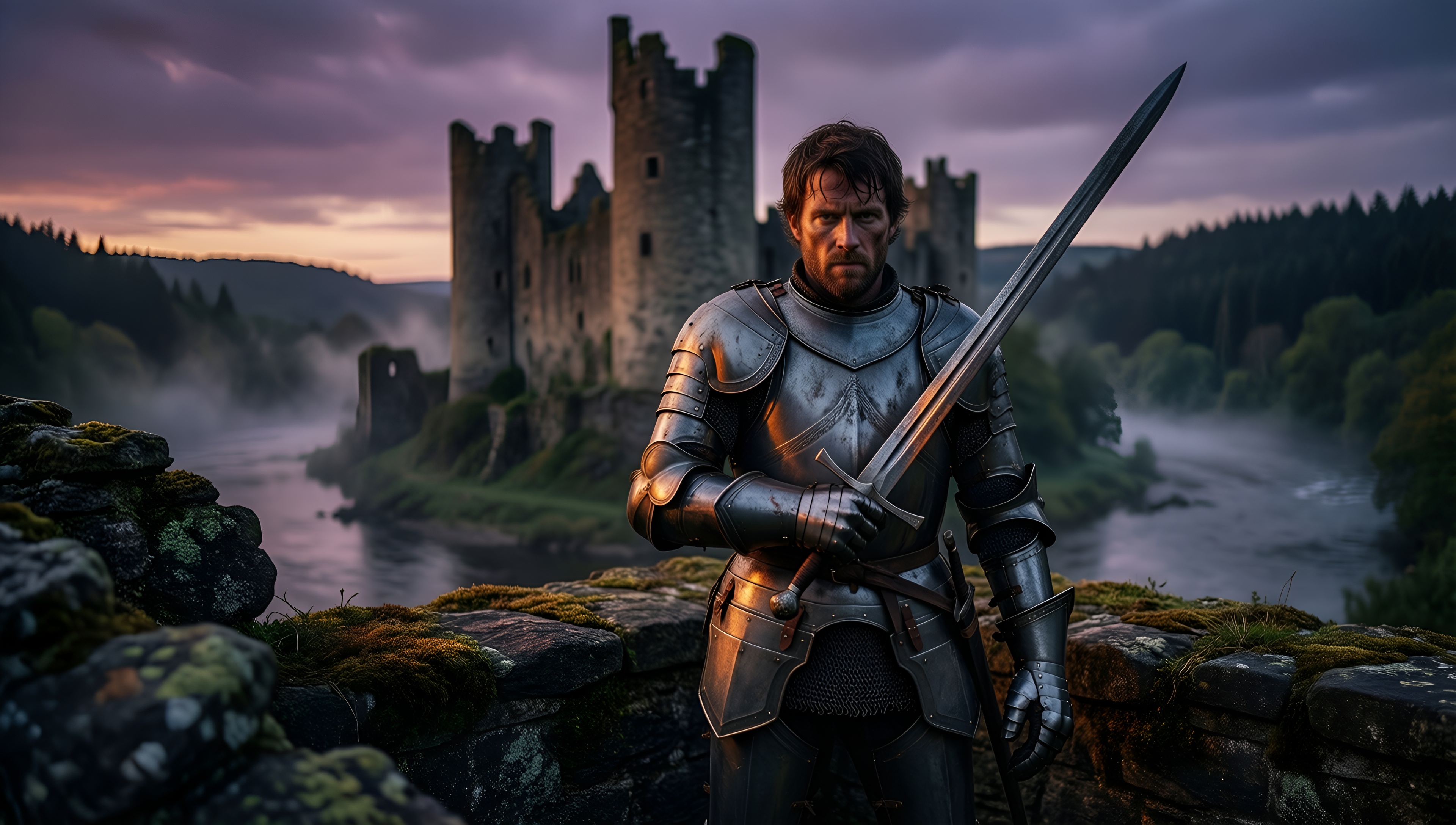 Majestic Knight at Dawn - AI generated wallpaper