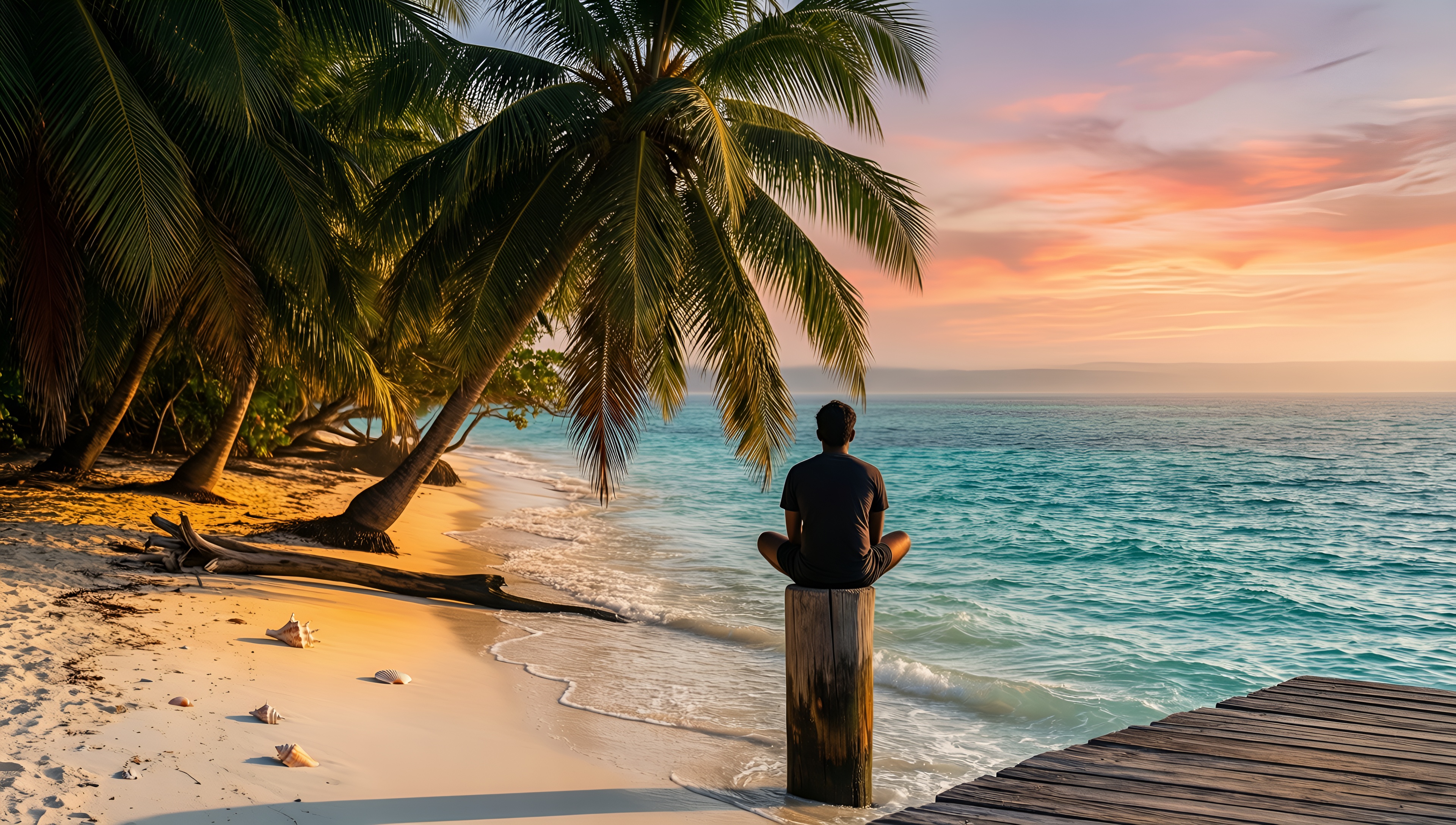 Serene Beach Meditation - AI generated wallpaper