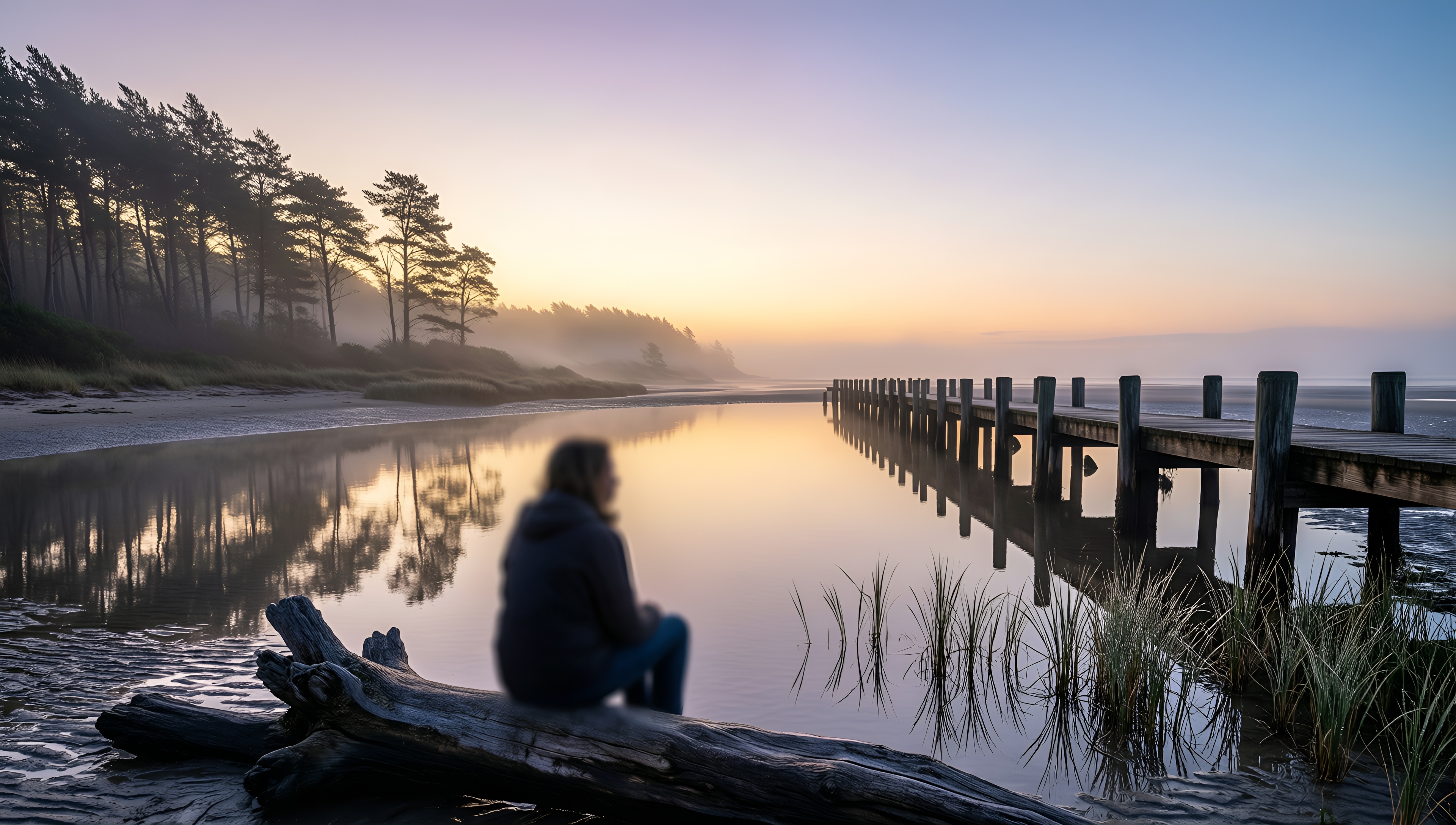Serene Sunset Reflections - AI generated wallpaper