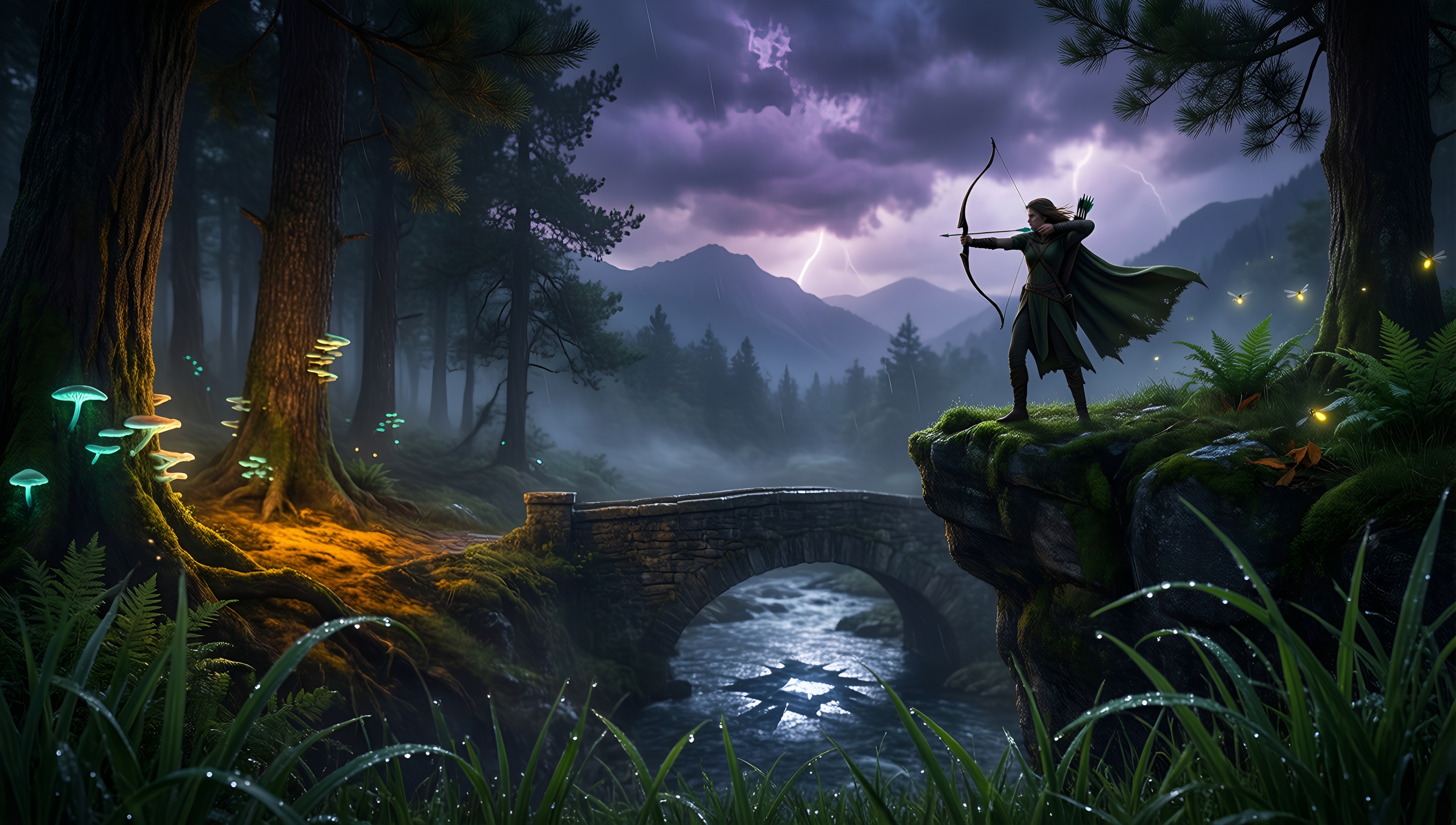 Mystic Archer In Enchanted Forest 1 - AI generated wallpaper