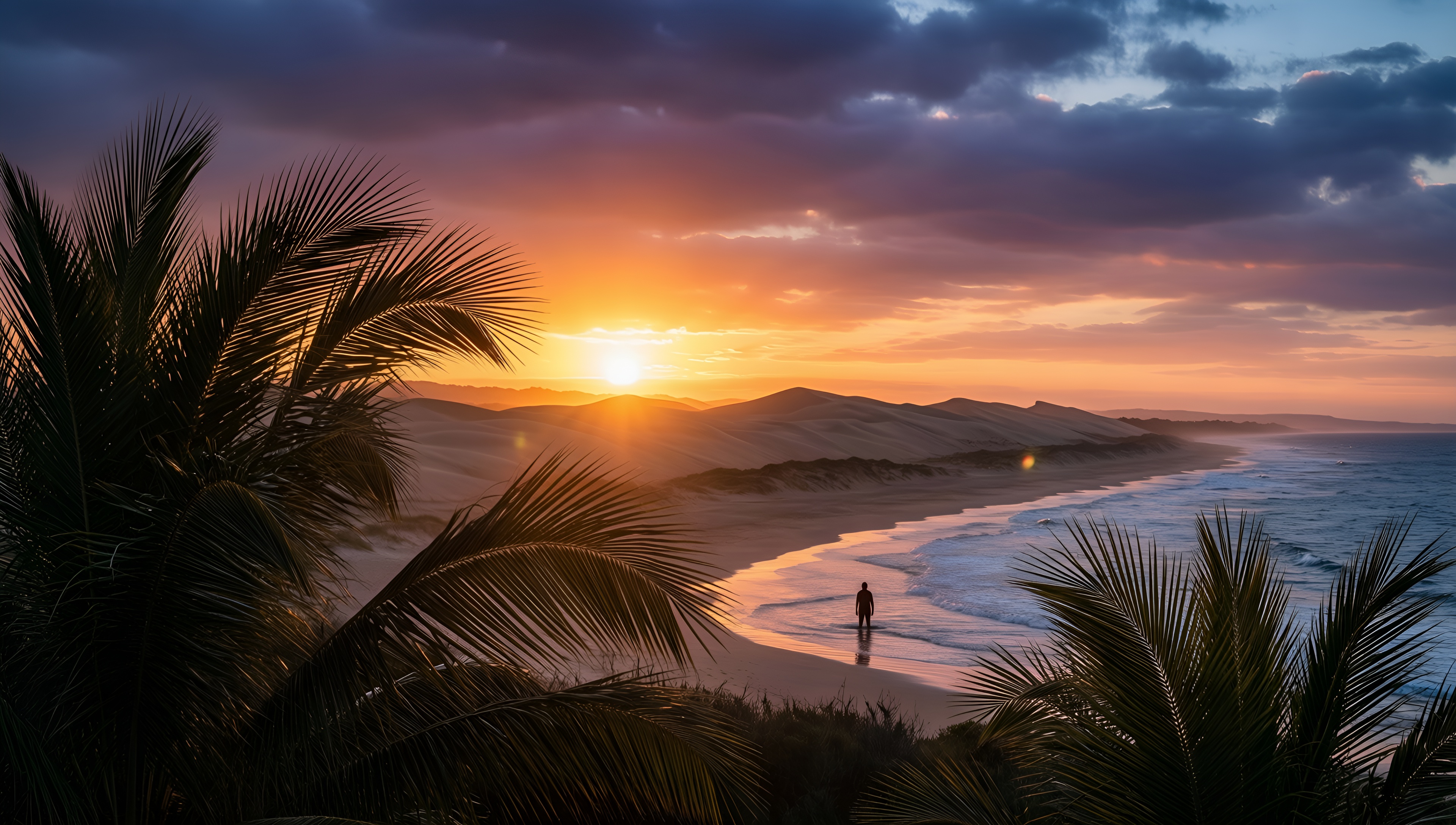 Sunset Serenity On The Beach 1 - AI generated wallpaper