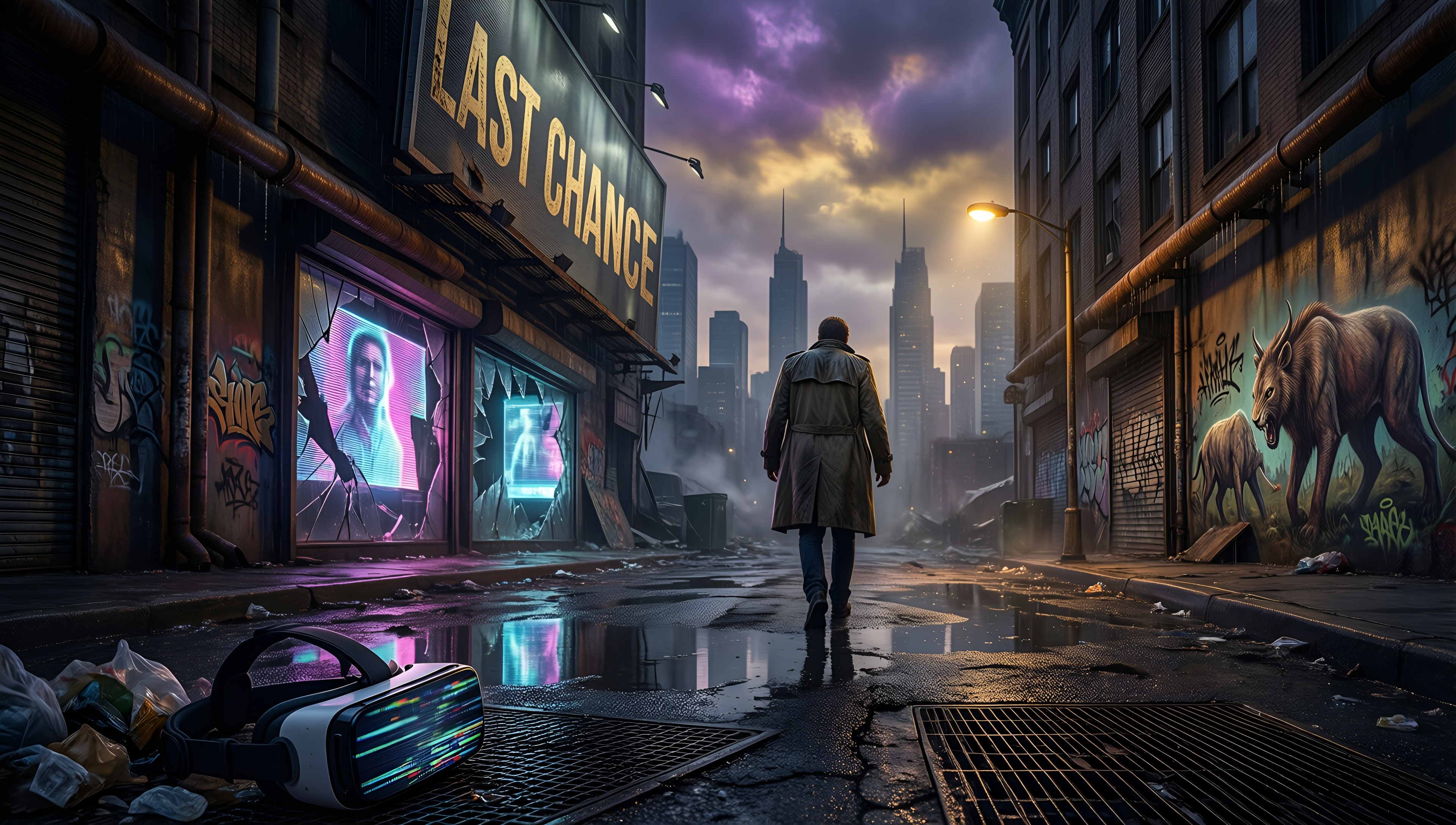 Cyberpunk Urban Landscape - AI generated wallpaper