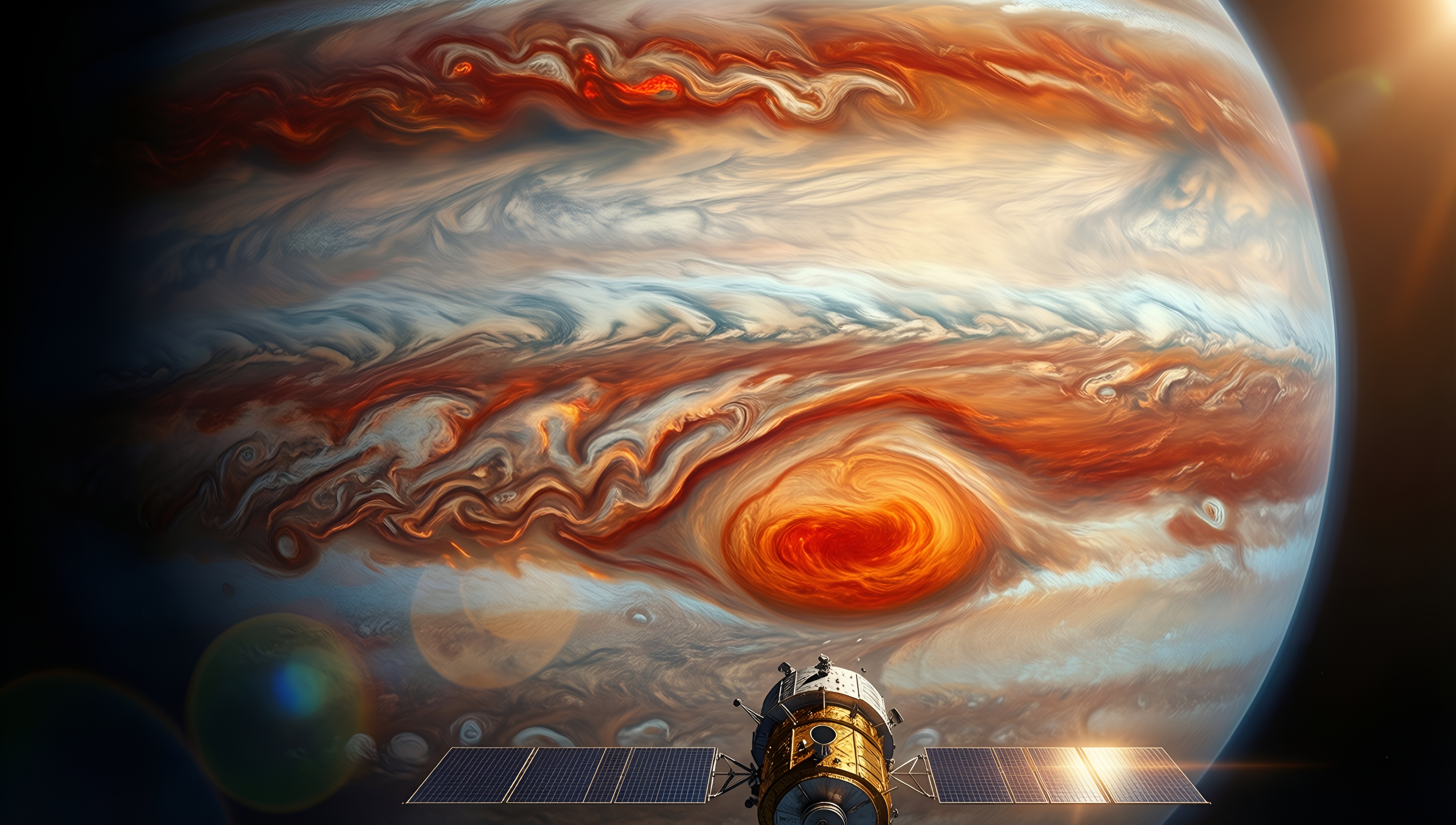 Jovian Storm Encounter - AI generated wallpaper