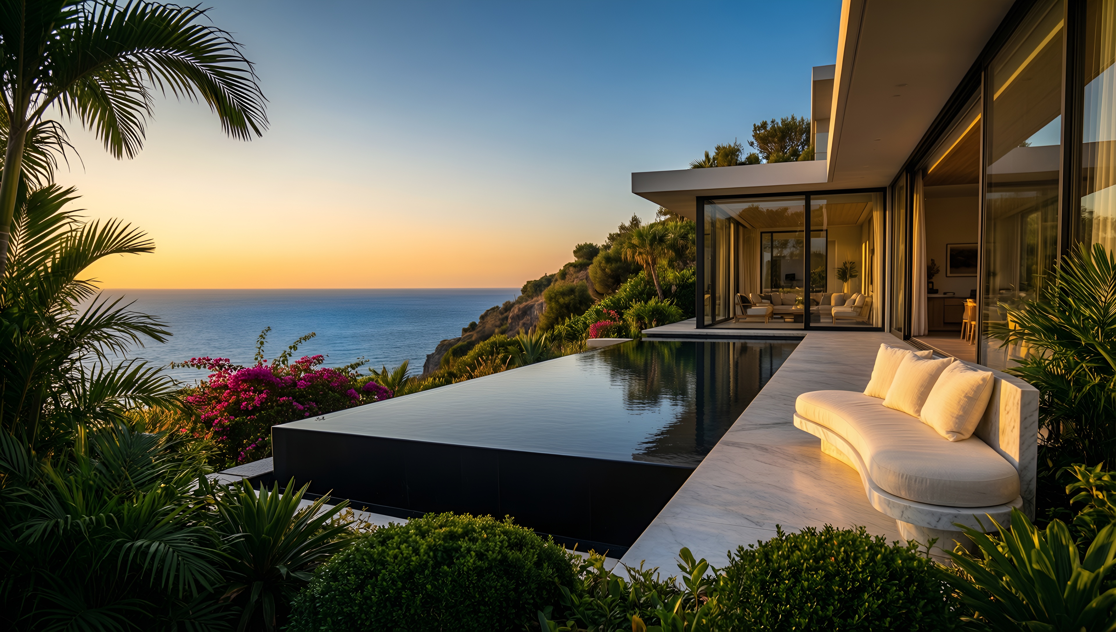 Modern Cliffside Oasis - AI generated wallpaper