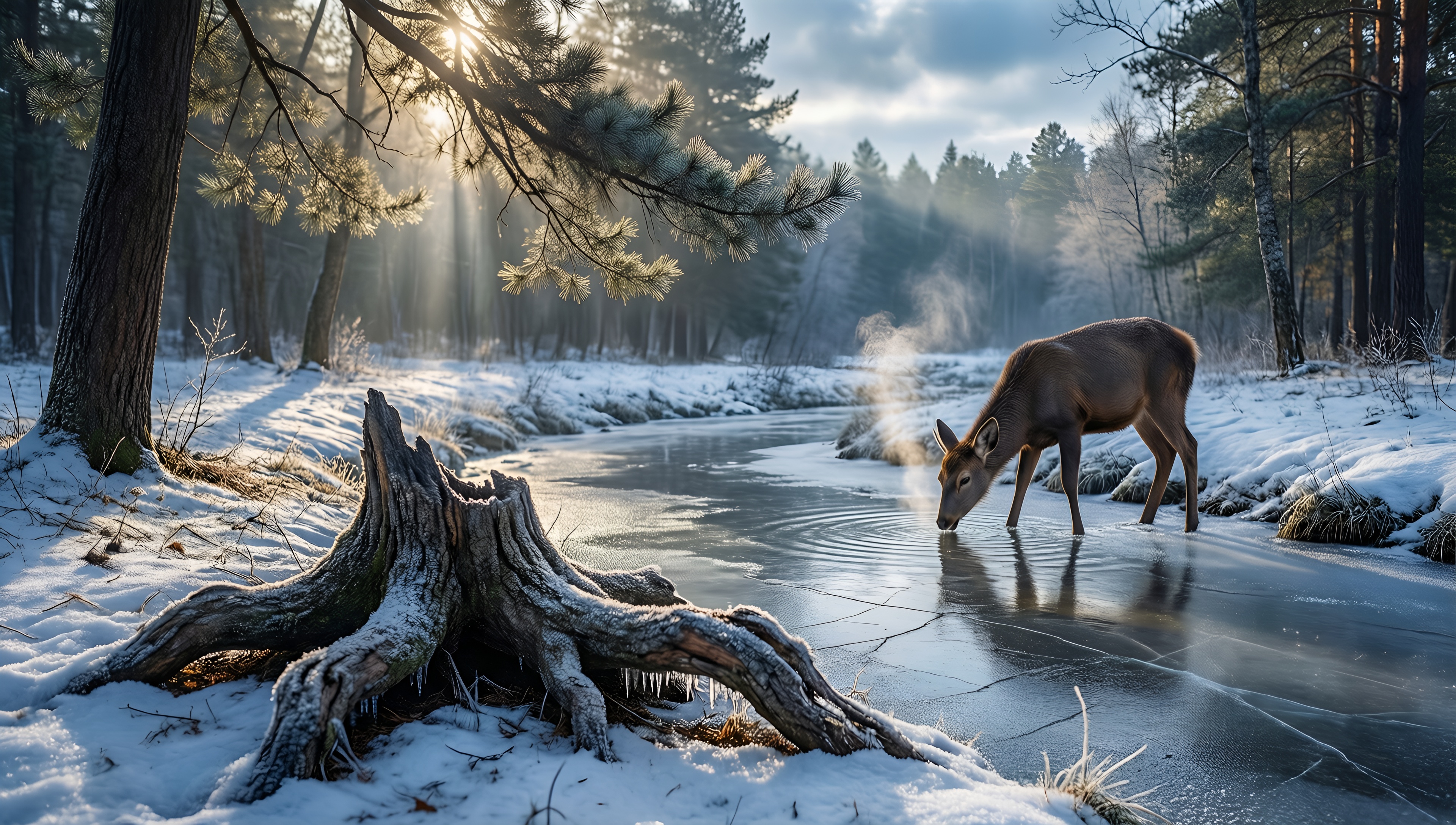 Winter Wonderland Deer - AI generated wallpaper