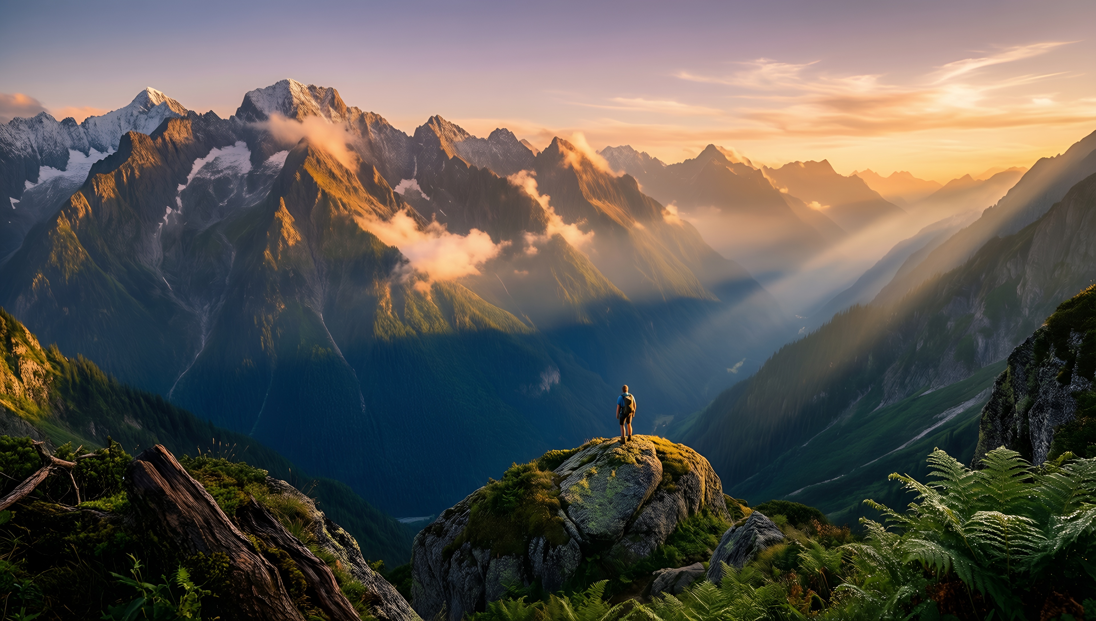 Mountain Summit Serenity - AI generated wallpaper