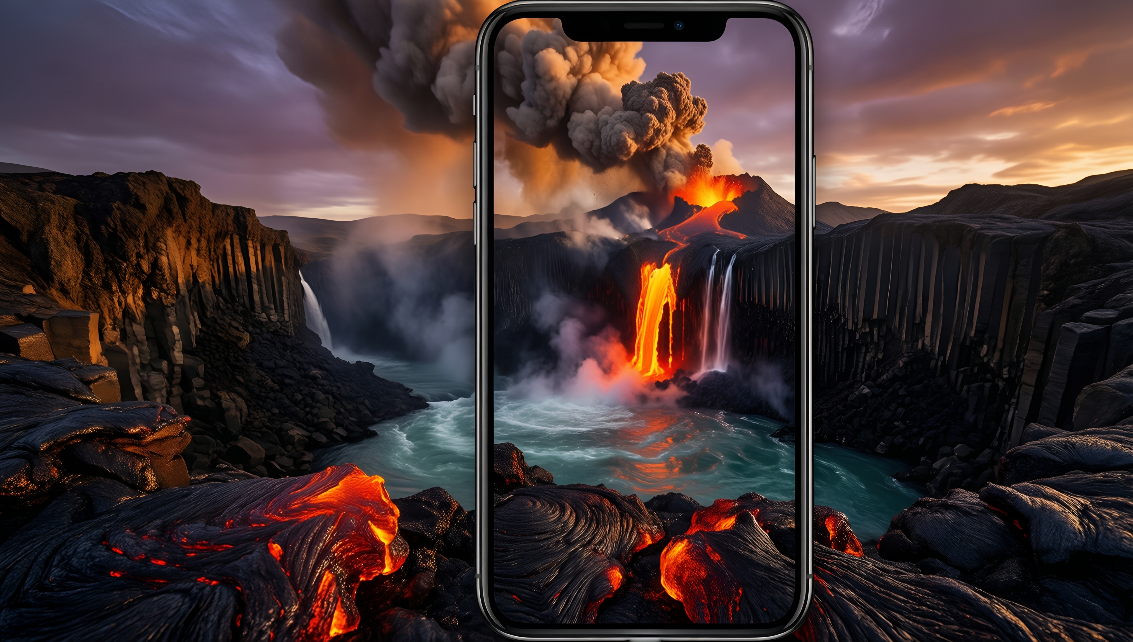 Volcanic Eruption iPhone Wallpaper - AI generated wallpaper