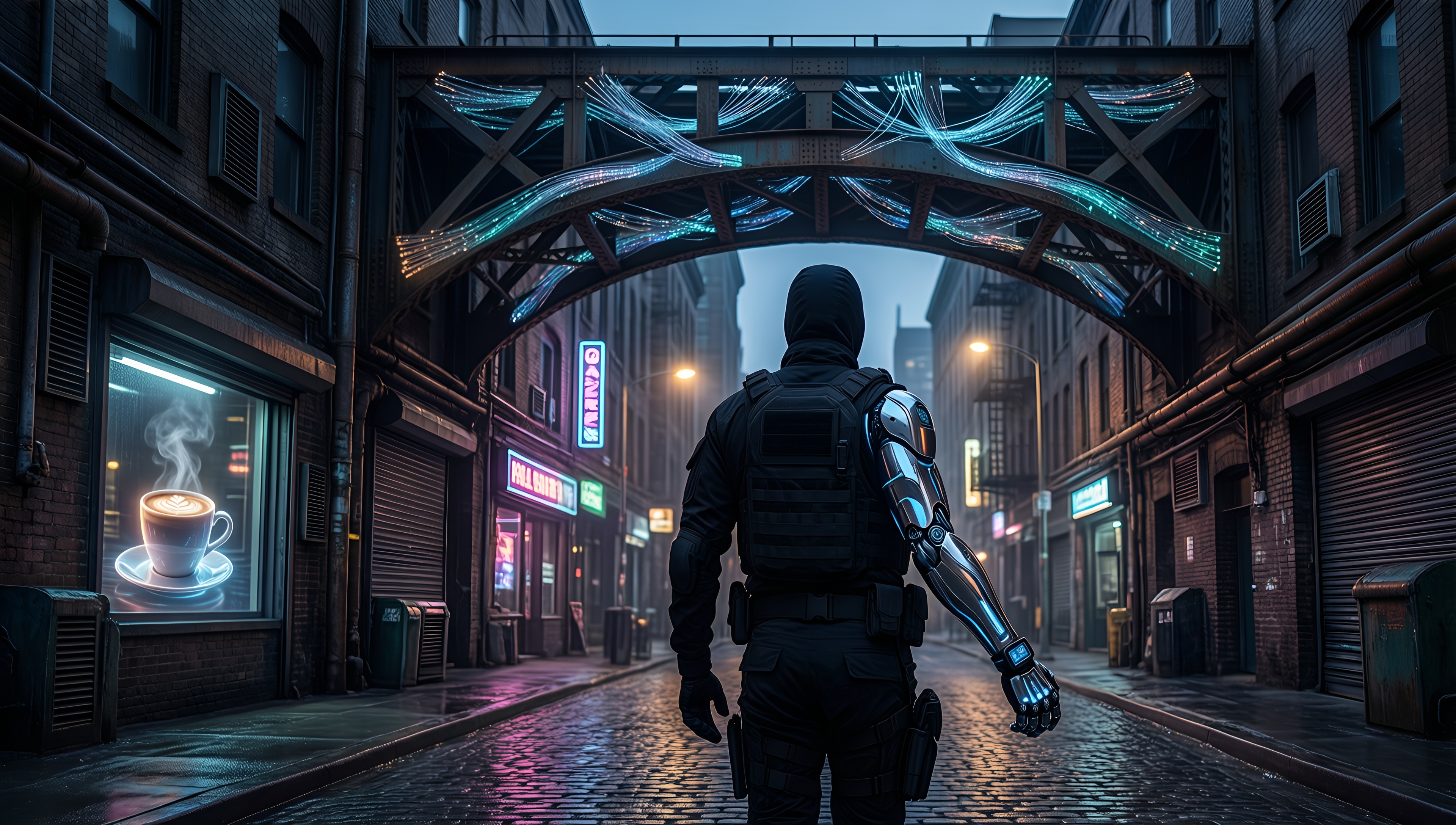 Cyberpunk Urban Nightscape - AI generated wallpaper