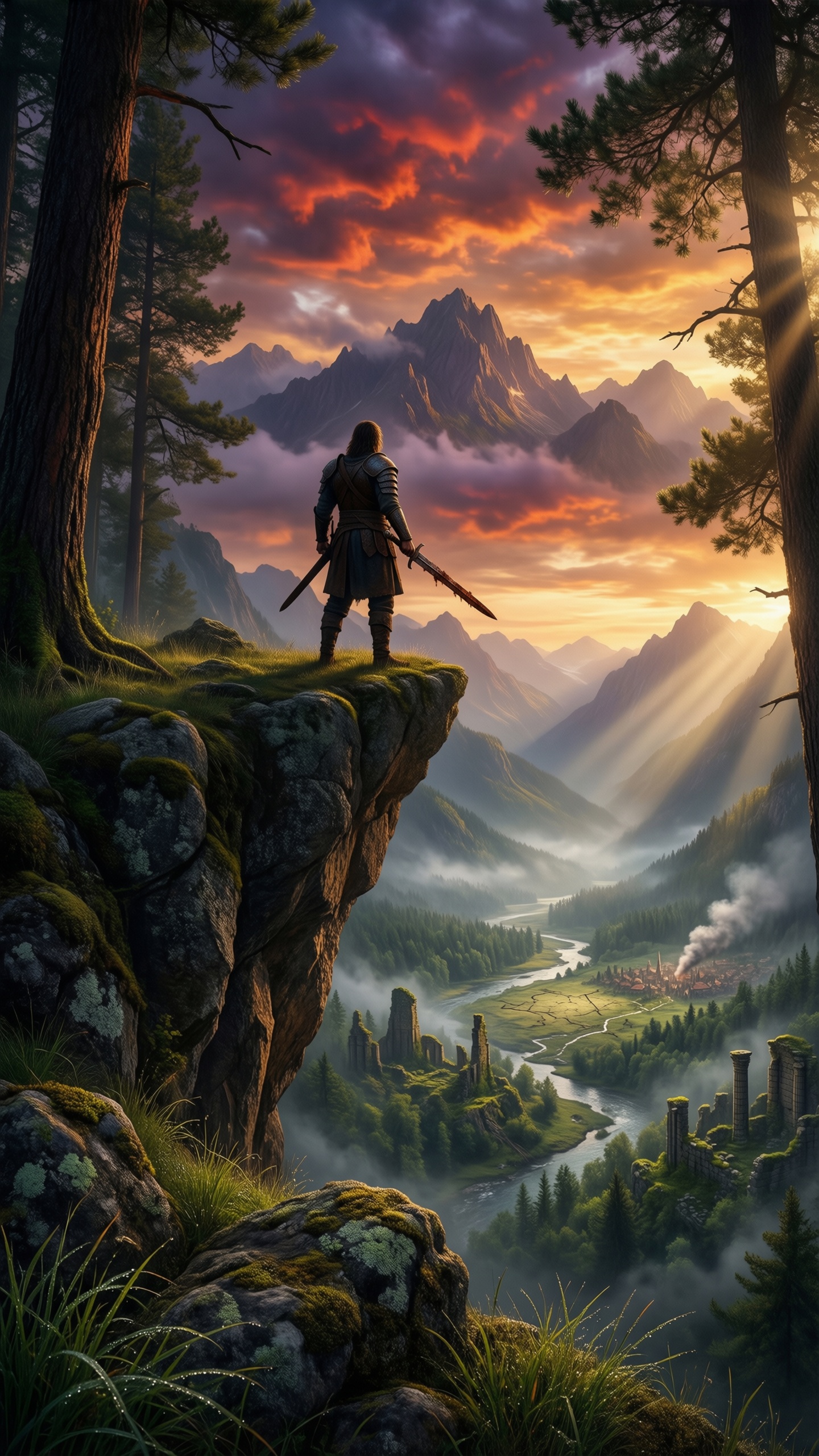 Heroic Dawn In The Valley 1 - AI generated wallpaper