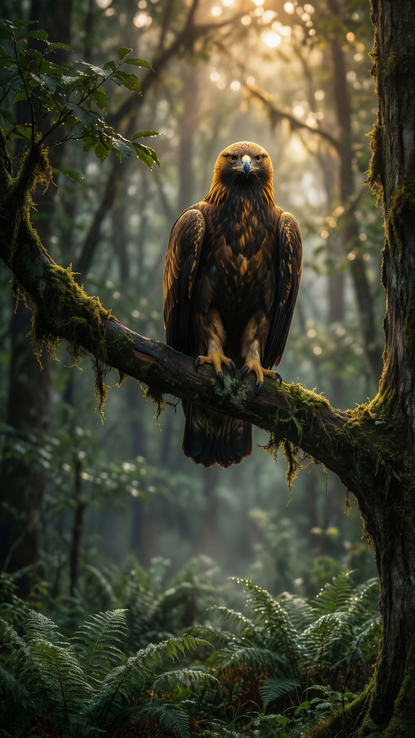 Majestic Eagle in the Misty Forest - AI generated wallpaper