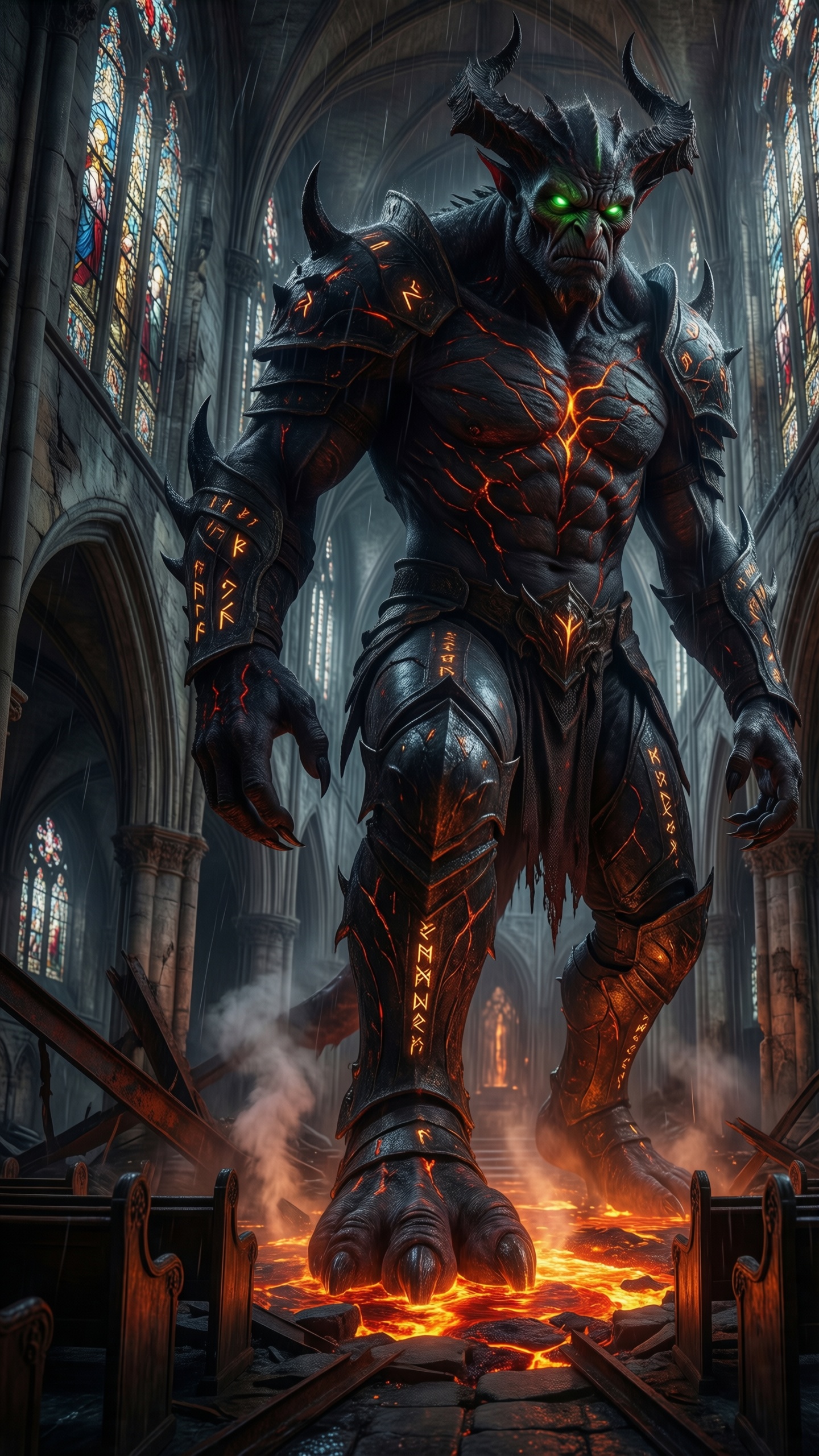 Devil in Gothic Cathedral - AI generated wallpaper