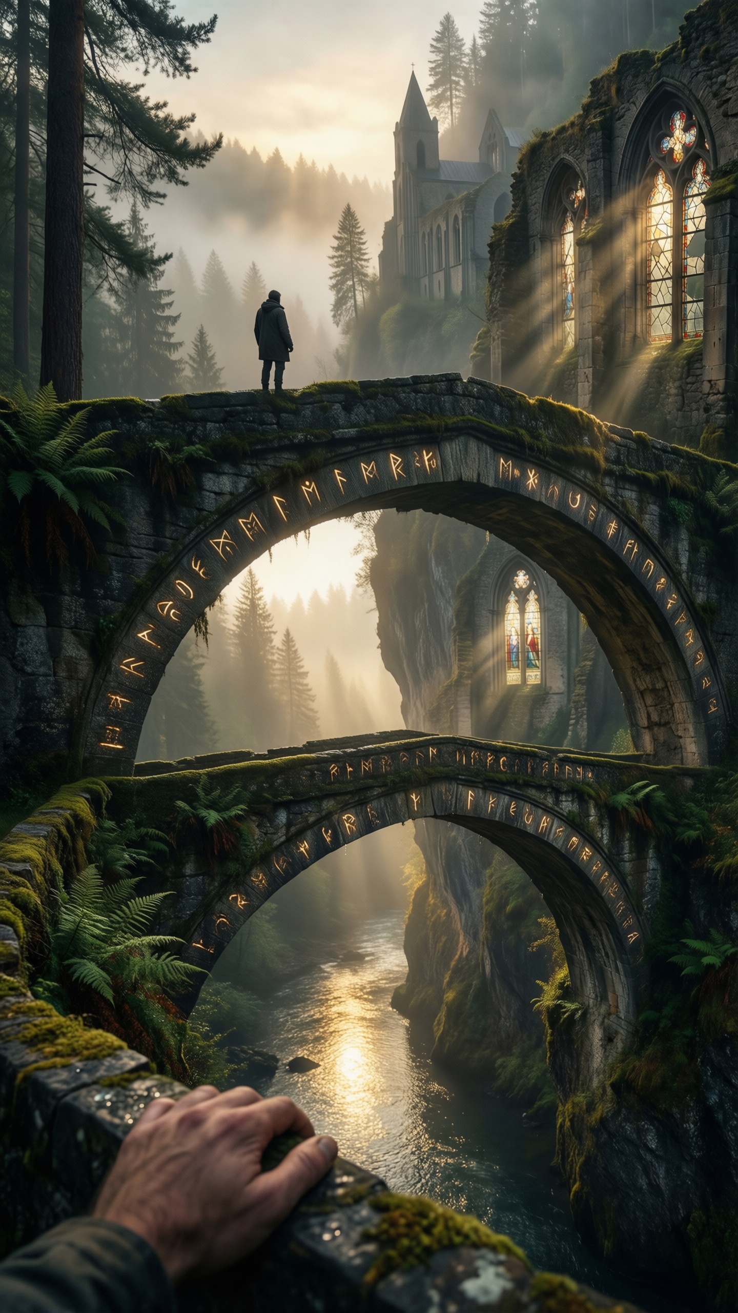 Mystic Bridge In The Forest 1 - AI generated wallpaper