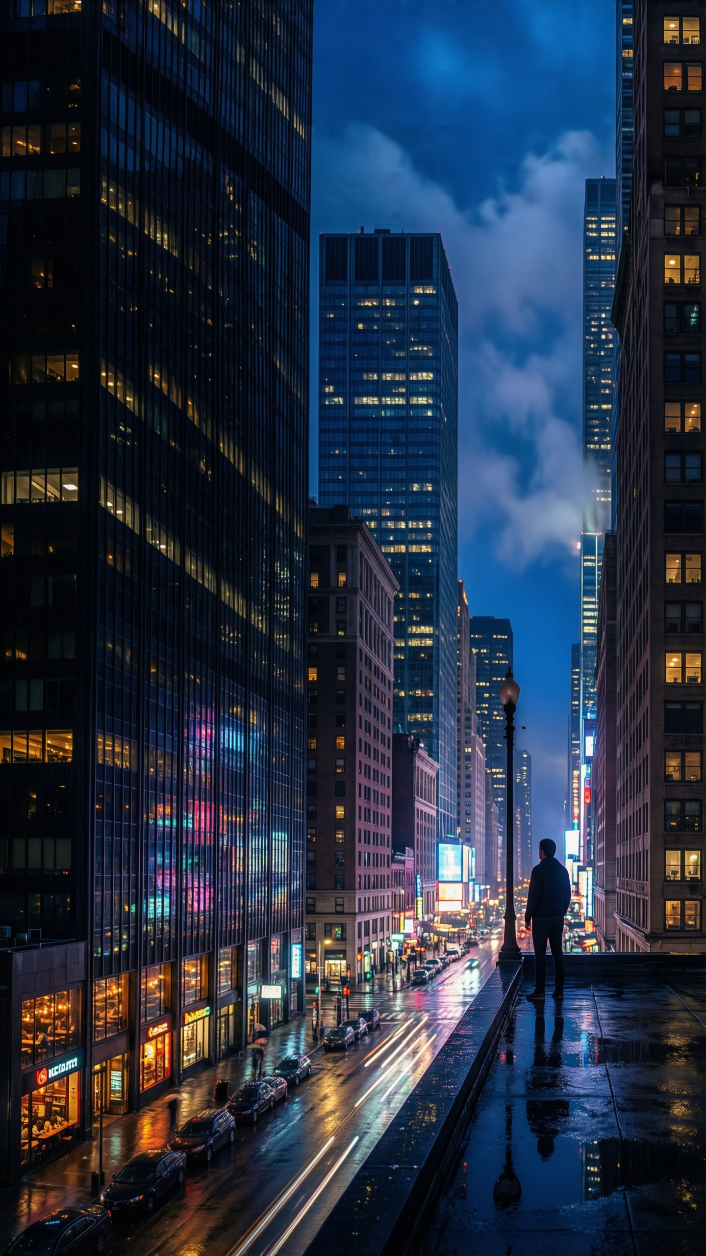 Urban Night Reflections 1 - AI generated wallpaper