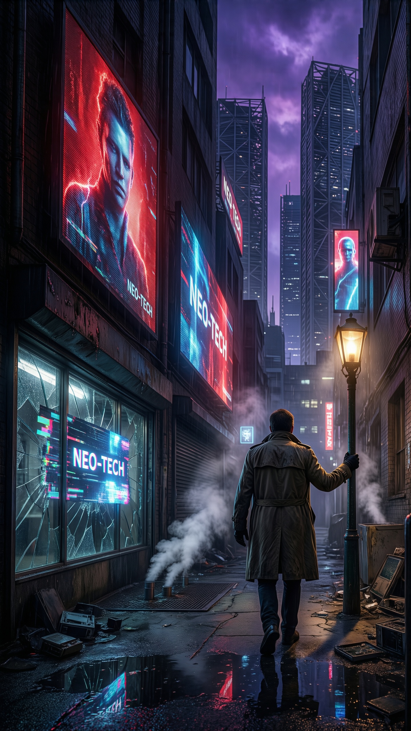Cyberpunk Alleyway 4 - AI generated wallpaper