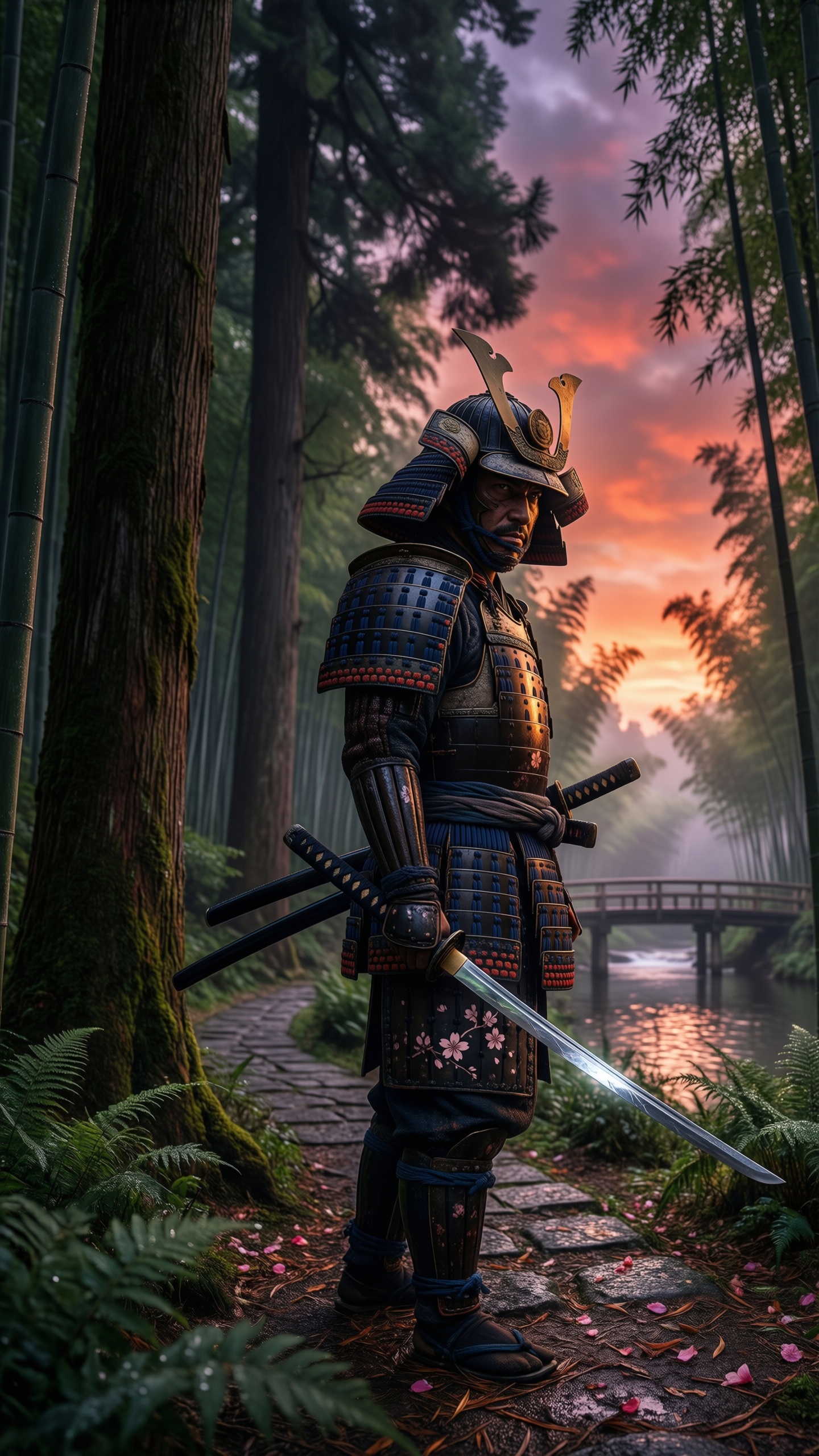 Samurai In Bamboo Forest 1 - AI generated wallpaper