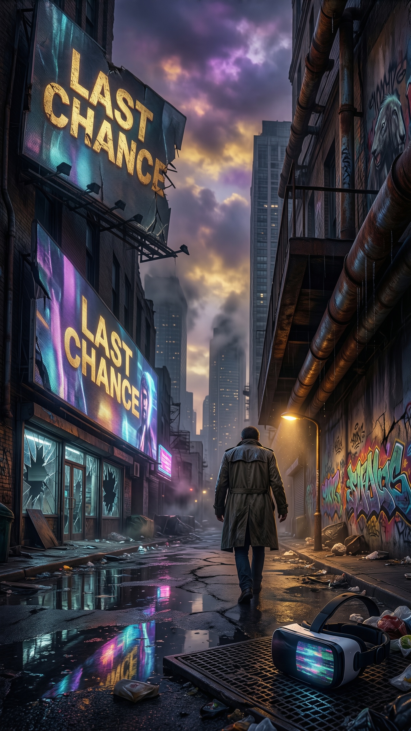 Cyberpunk Alleyway 5 - AI generated wallpaper