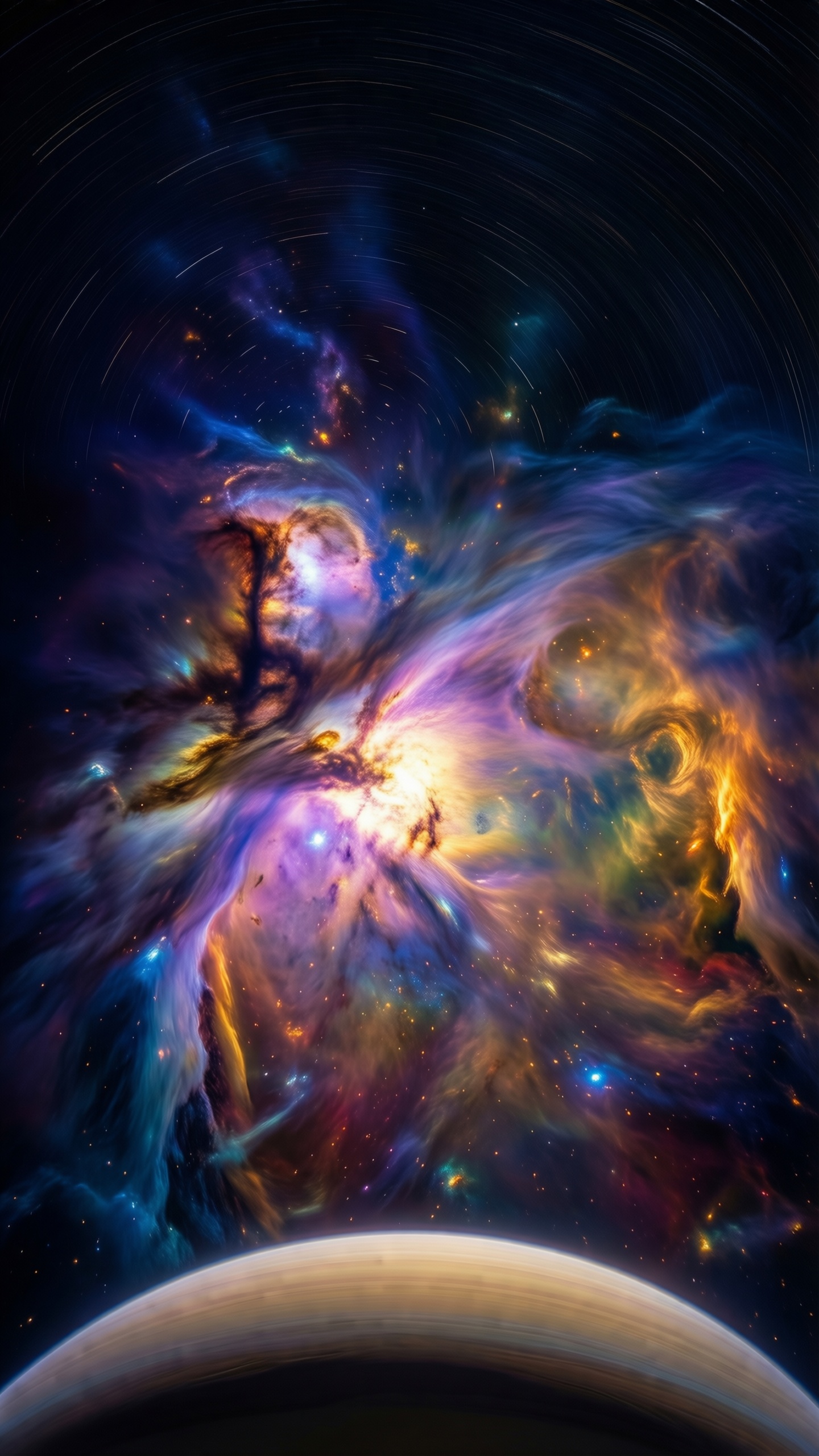 Cosmic Nebula With Saturn 1 - AI generated wallpaper