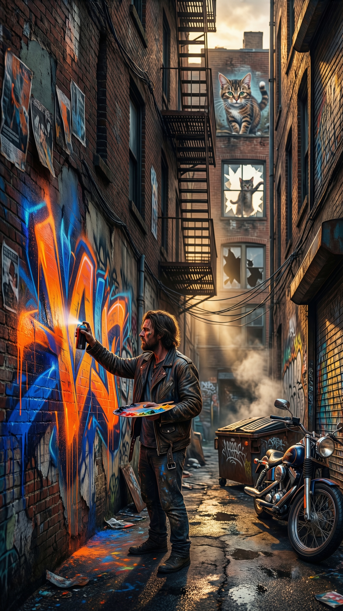 Urban Street Art Alley - AI generated wallpaper