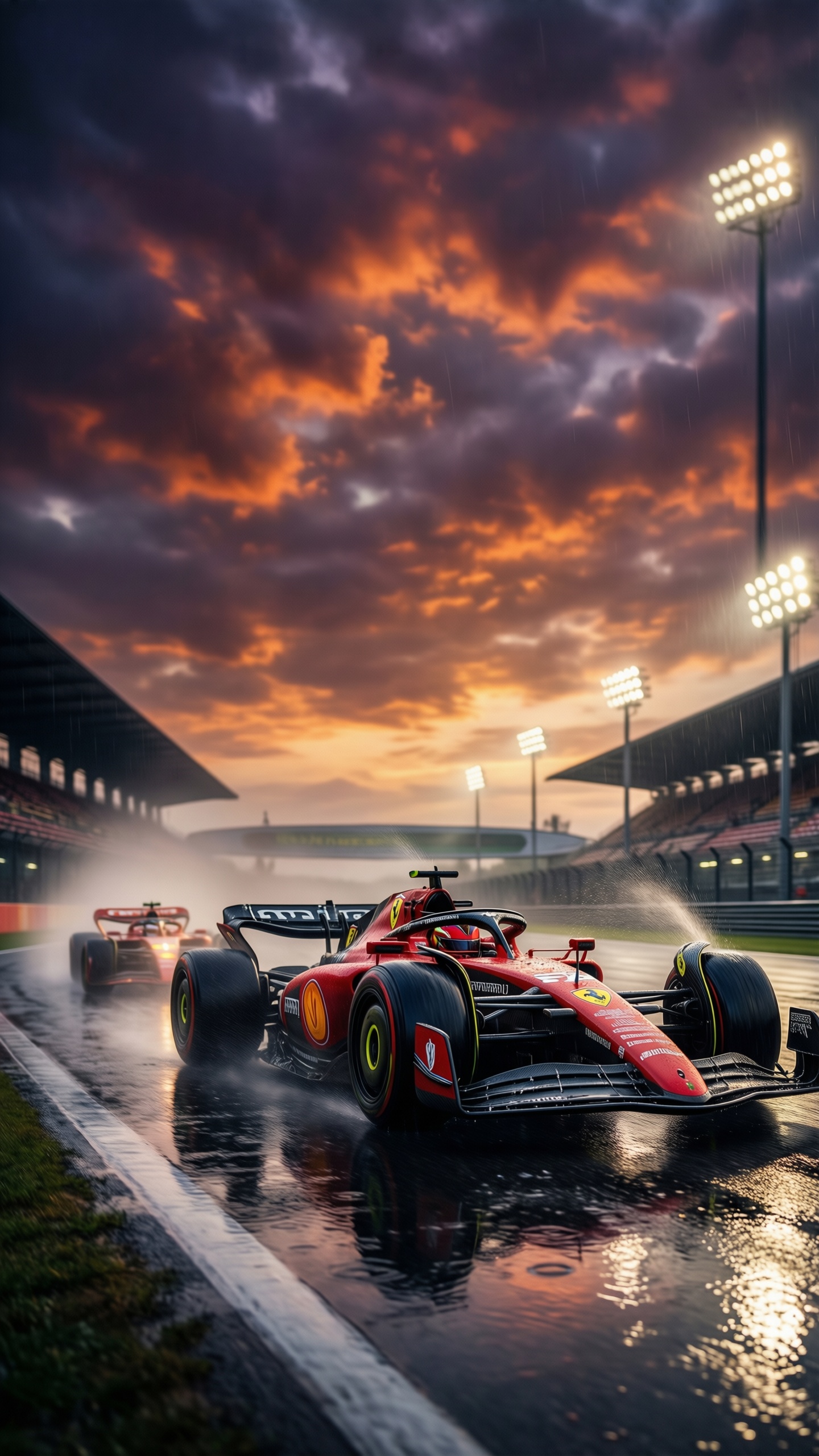Rainy Circuit Racing - AI generated wallpaper