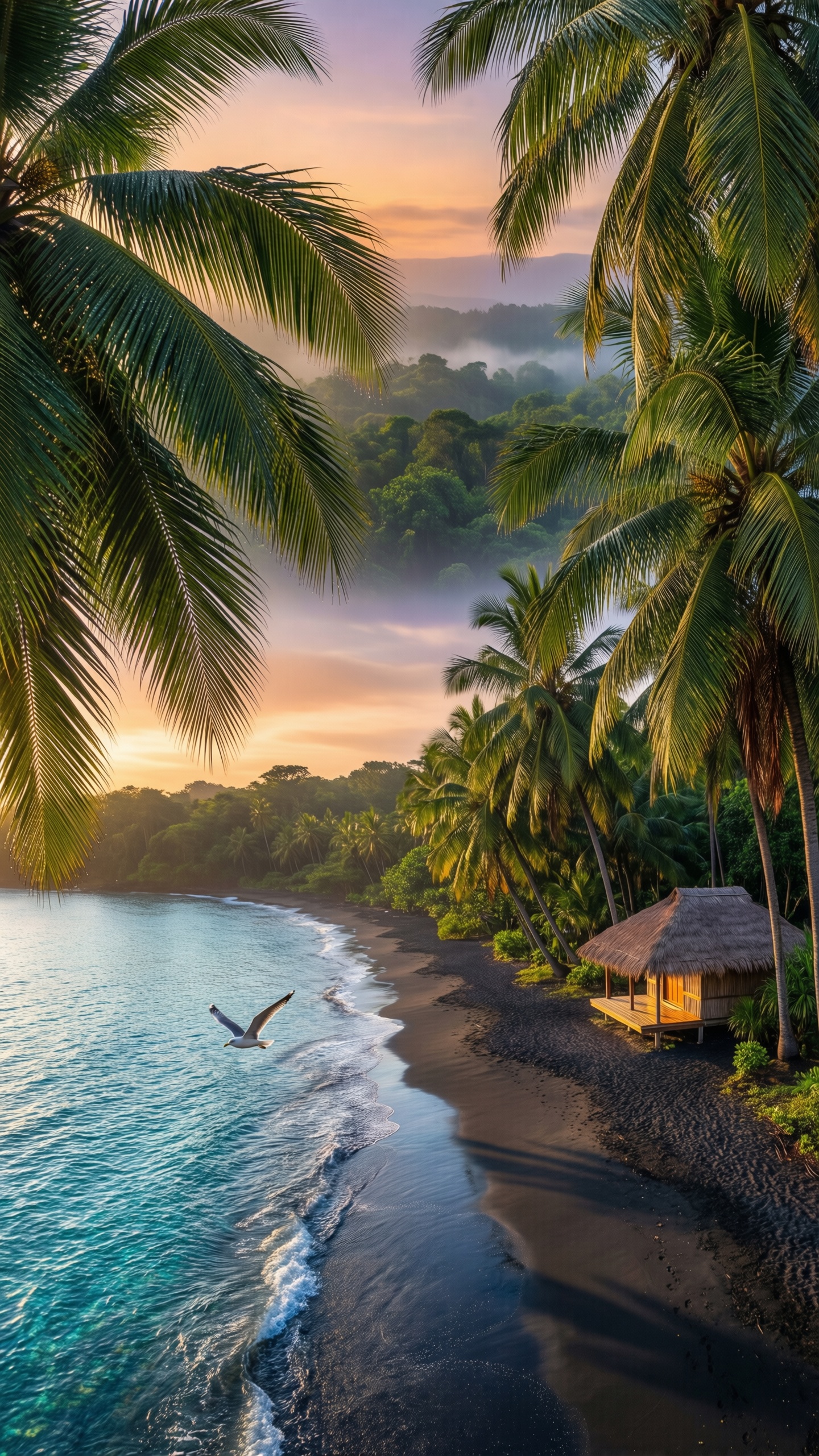 Tropical Paradise Sunset 1 - AI generated wallpaper