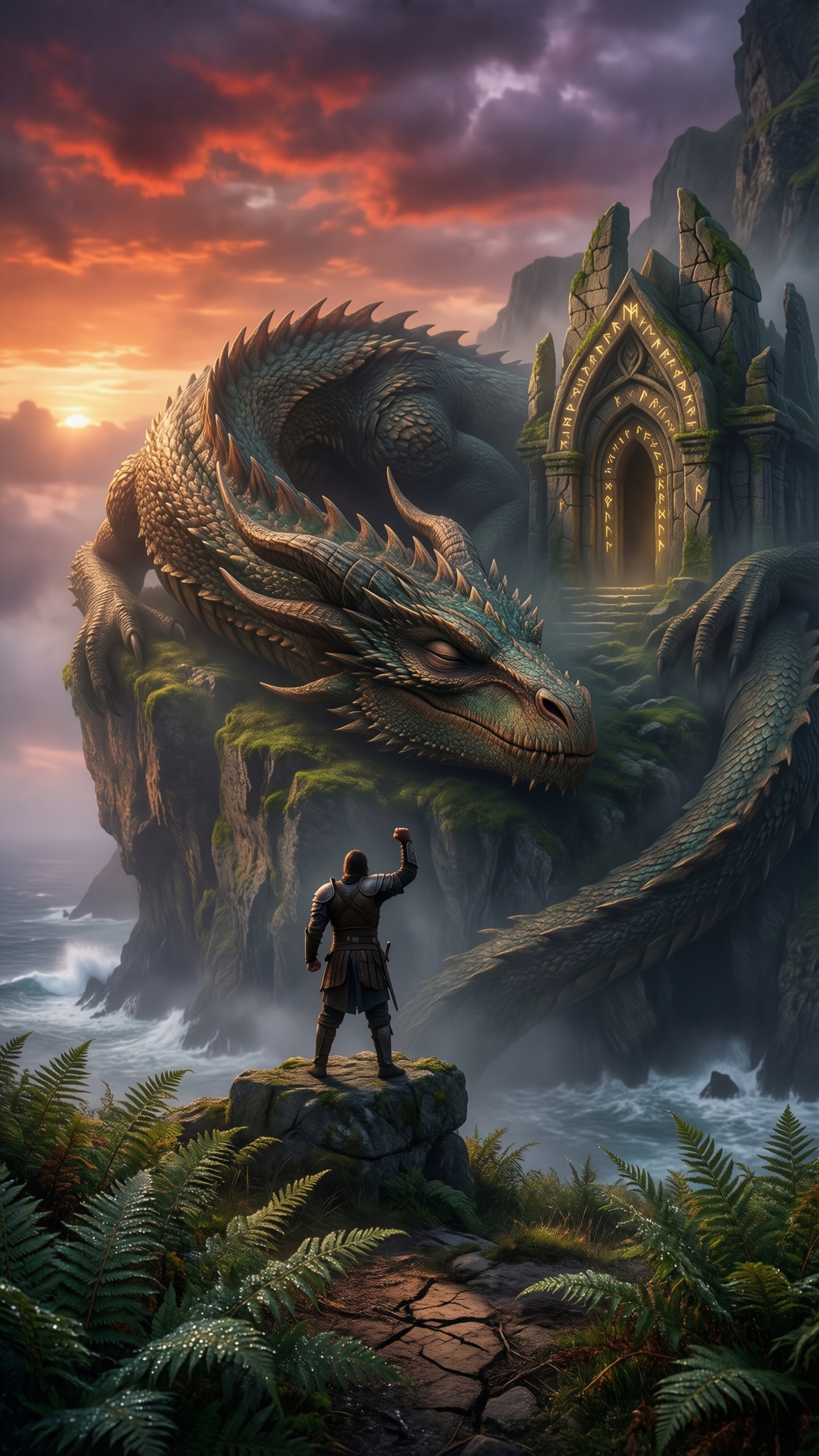 Dragon's Guardian Fantasy Landscape - AI generated wallpaper