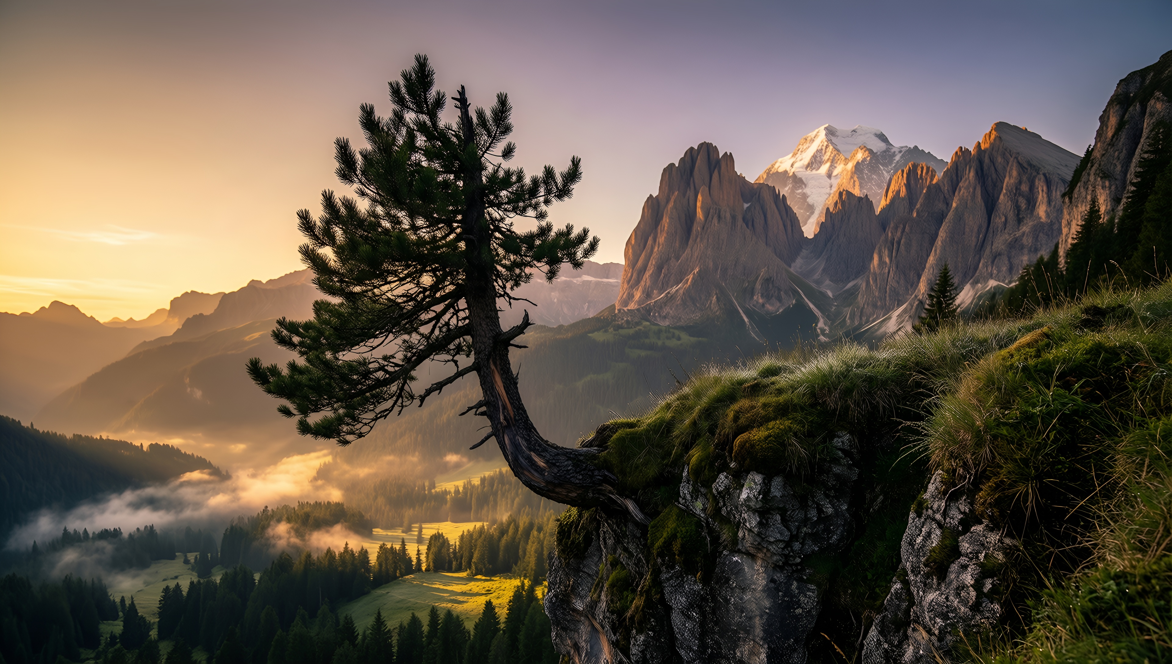 Majestic Mountain Sunset 2 - AI generated wallpaper
