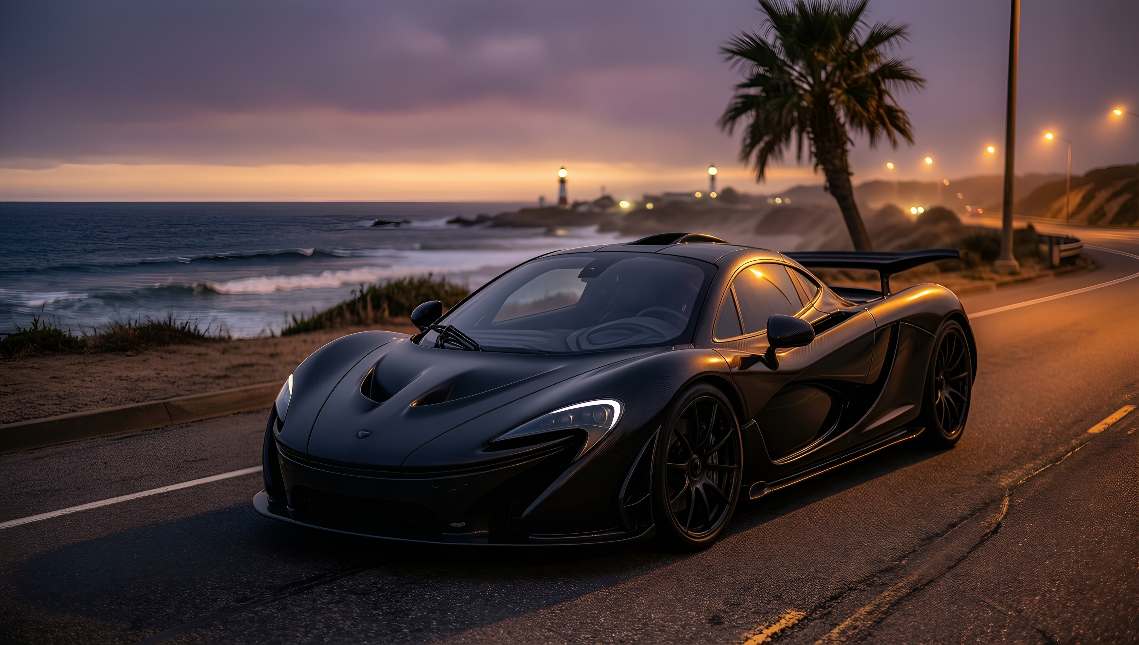 Sunset Coastal Supercar - AI generated wallpaper