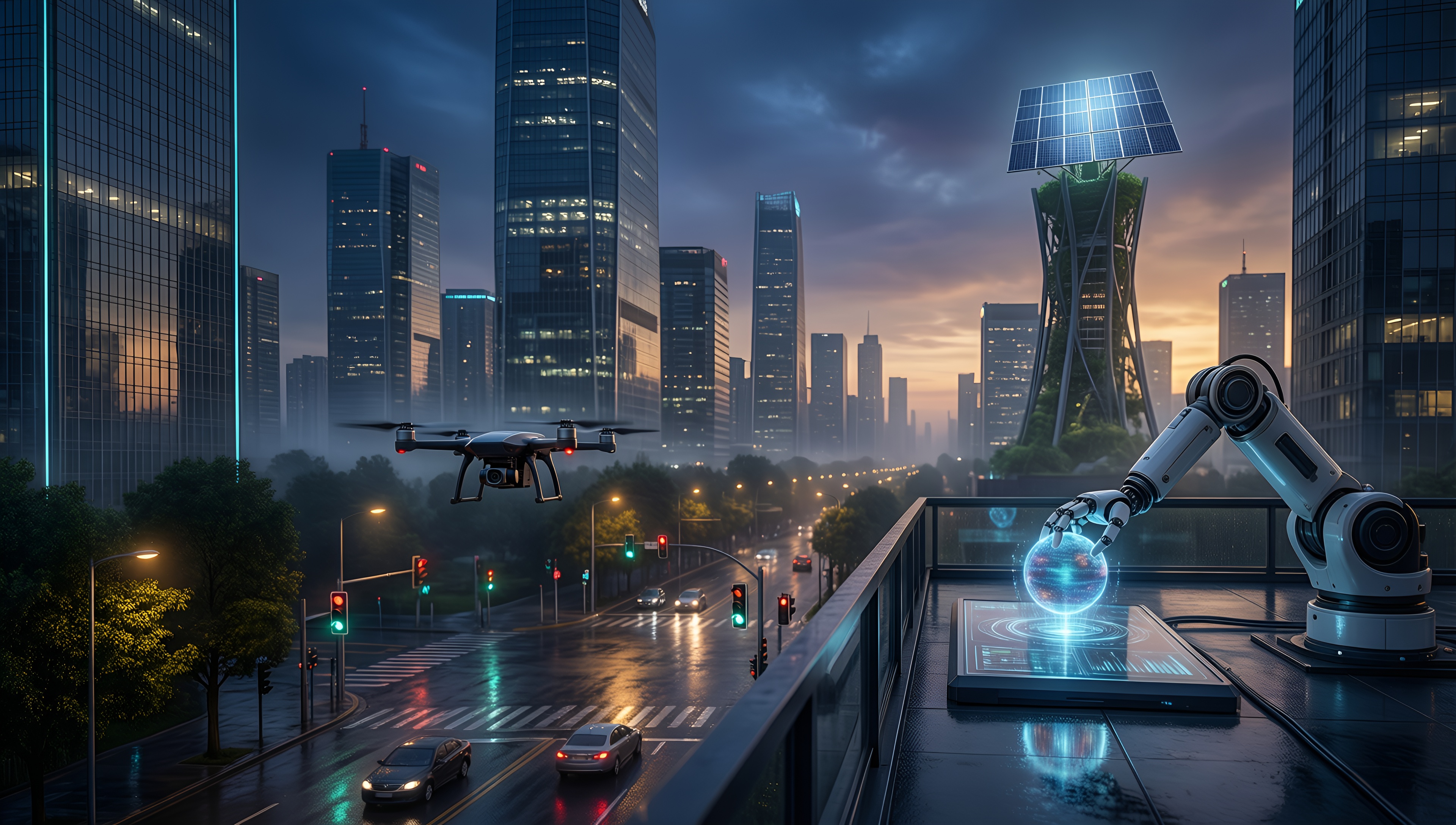 Cyberpunk Cityscape with Futuristic Elements 2 - AI generated wallpaper
