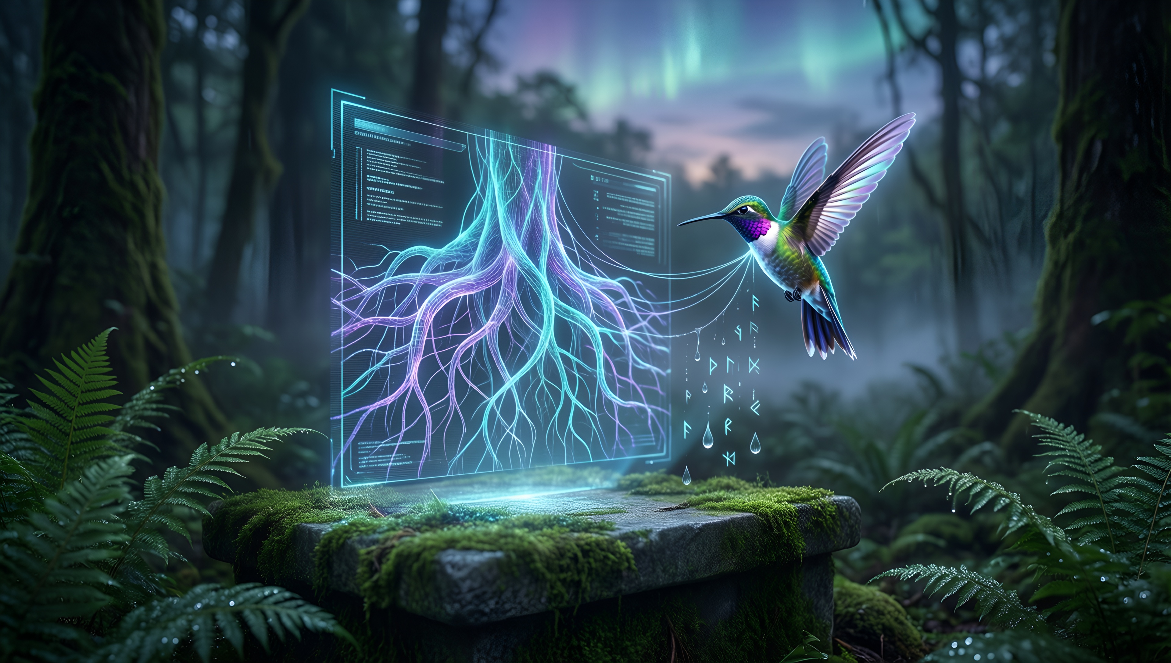 Cybernetic Forest Harmony - AI generated wallpaper
