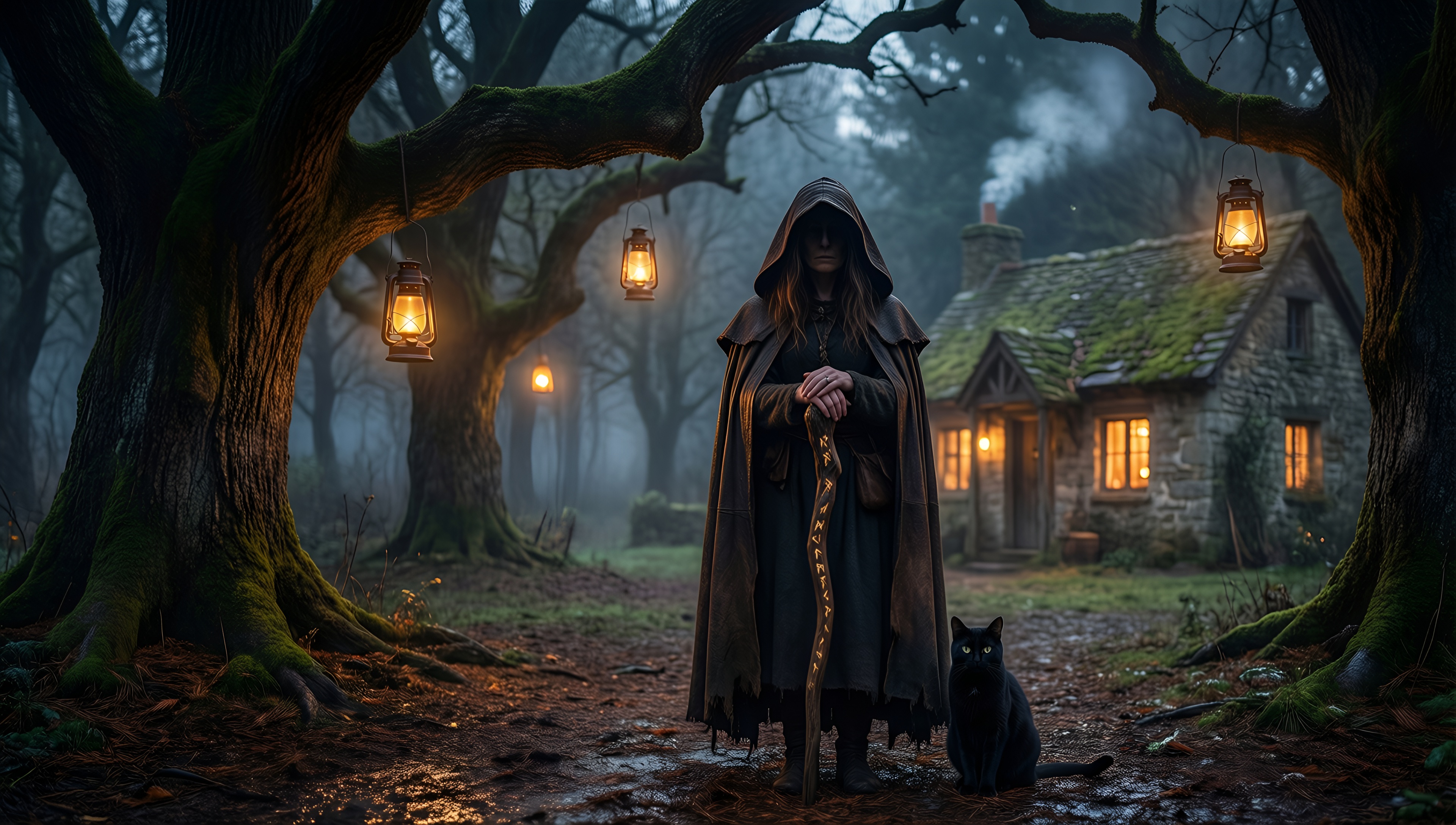 Mysterious Forest Guardian - AI generated wallpaper