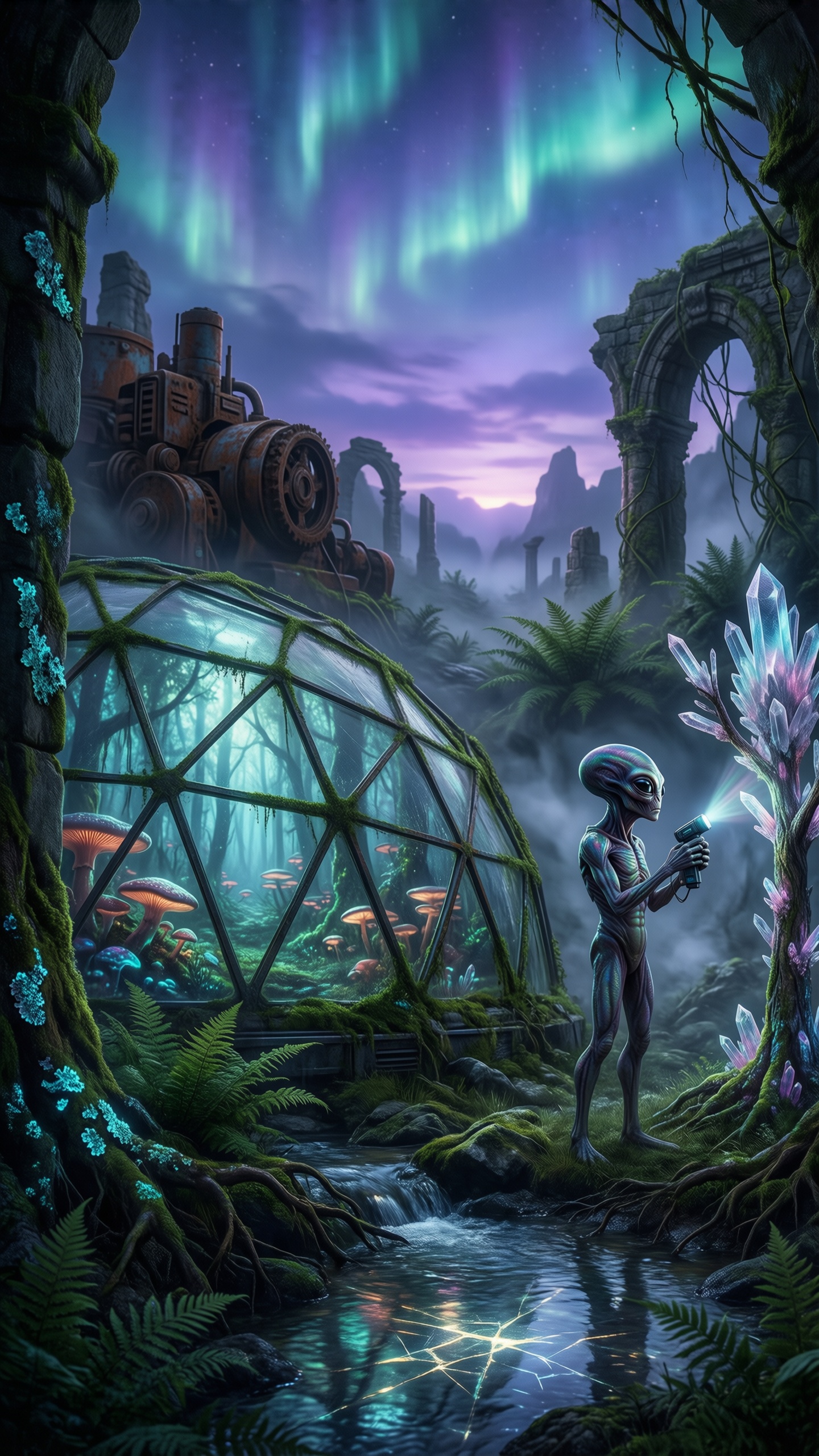 Alien In A Mystical Forest 1 - AI generated wallpaper