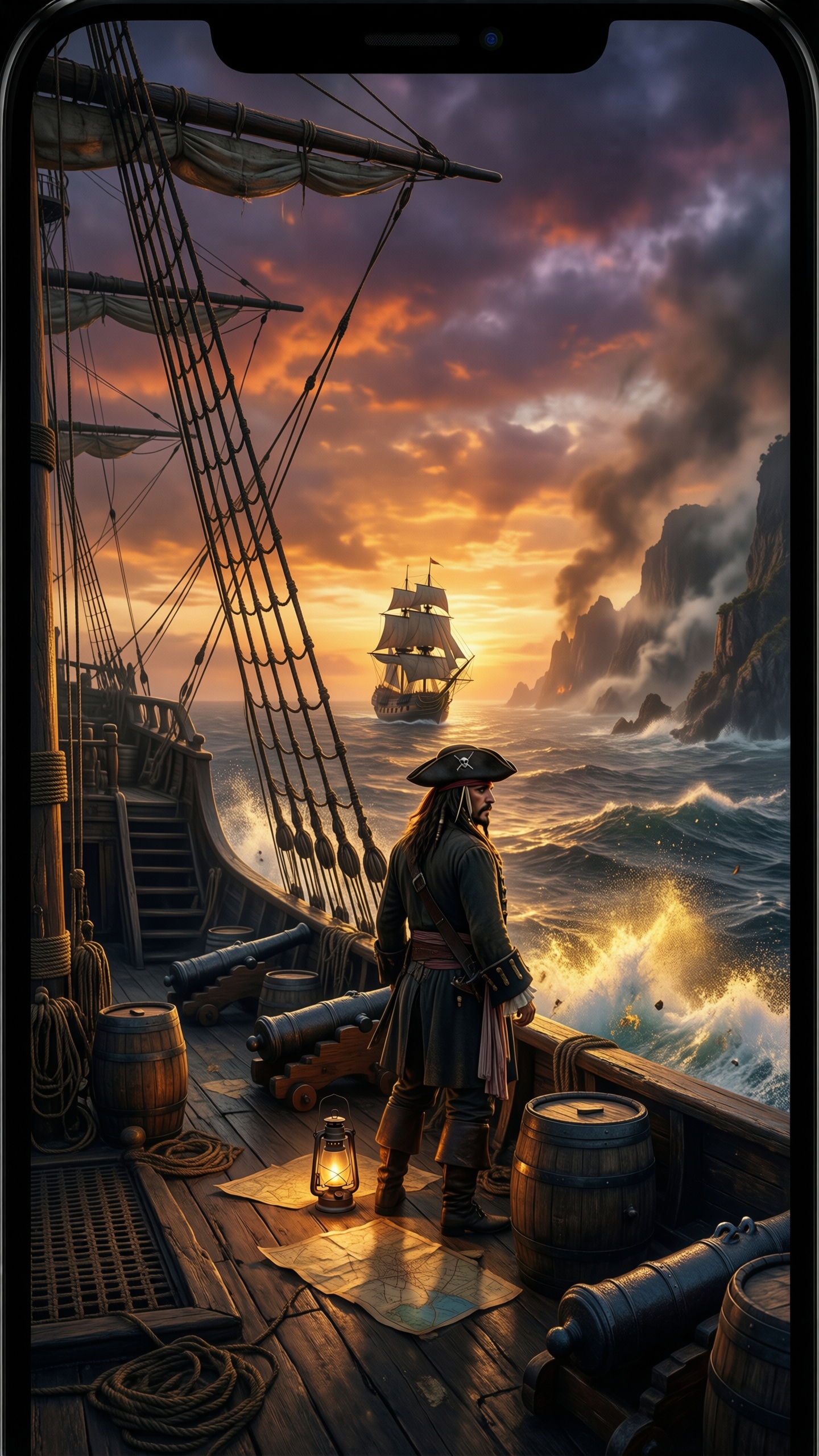 Pirate Sunset Adventure 1 - AI generated wallpaper