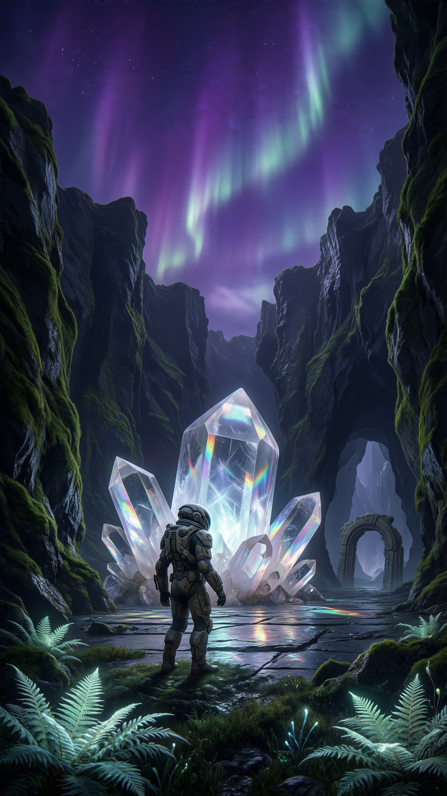 Mystic Crystal Canyon - AI generated wallpaper