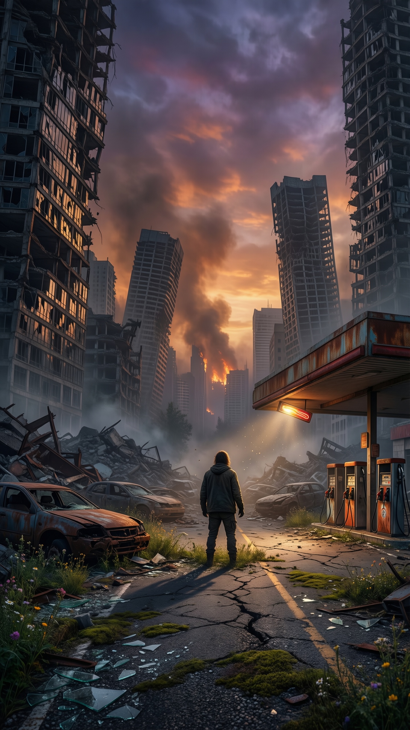 Post Apocalyptic Cityscape 1 - AI generated wallpaper