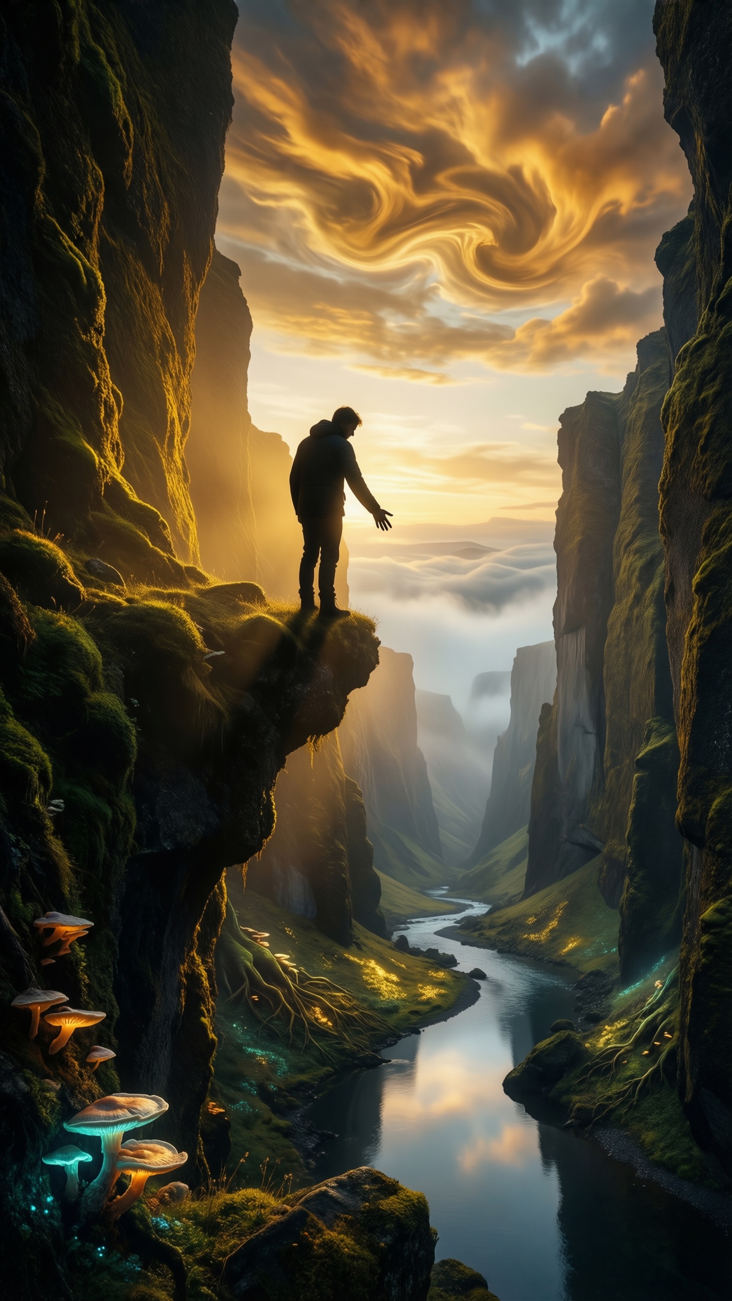 Mystic Canyon Sunset 1 - AI generated wallpaper