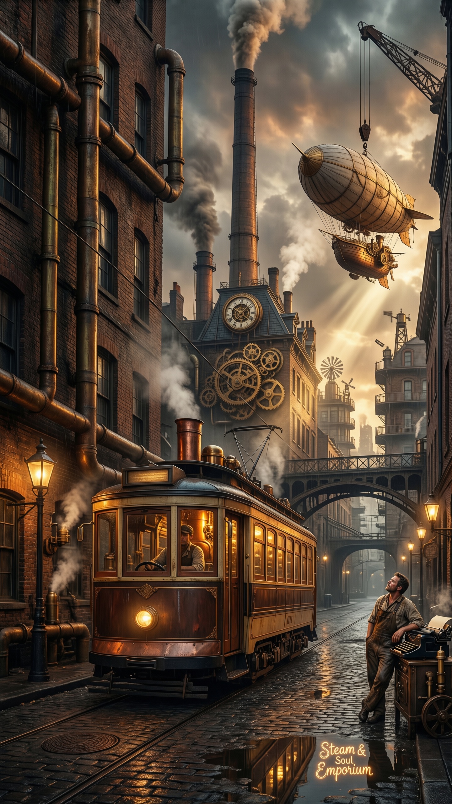Steampunk Cityscape 2 - AI generated wallpaper