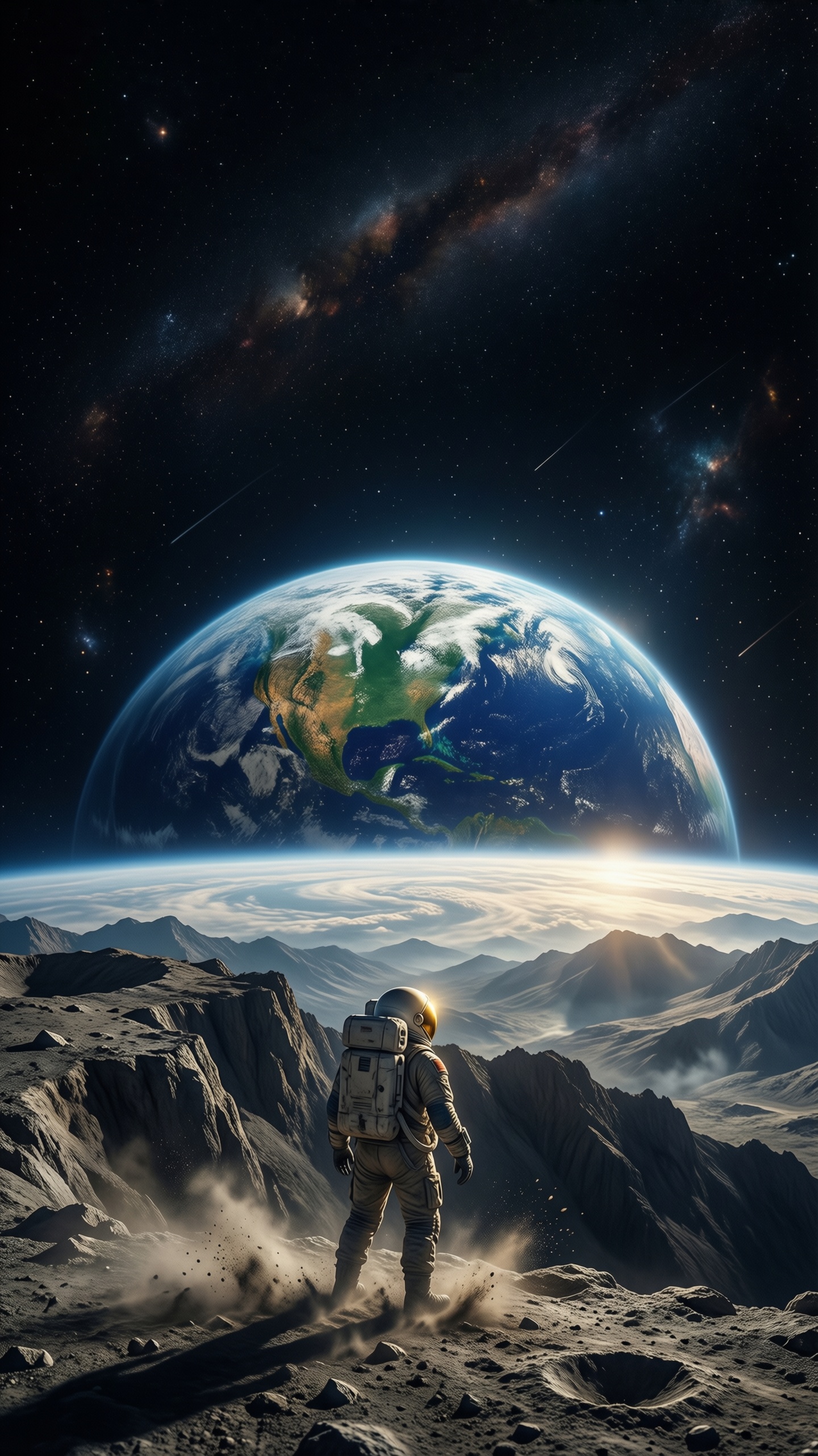 Space Astronaut on Moon - AI generated wallpaper