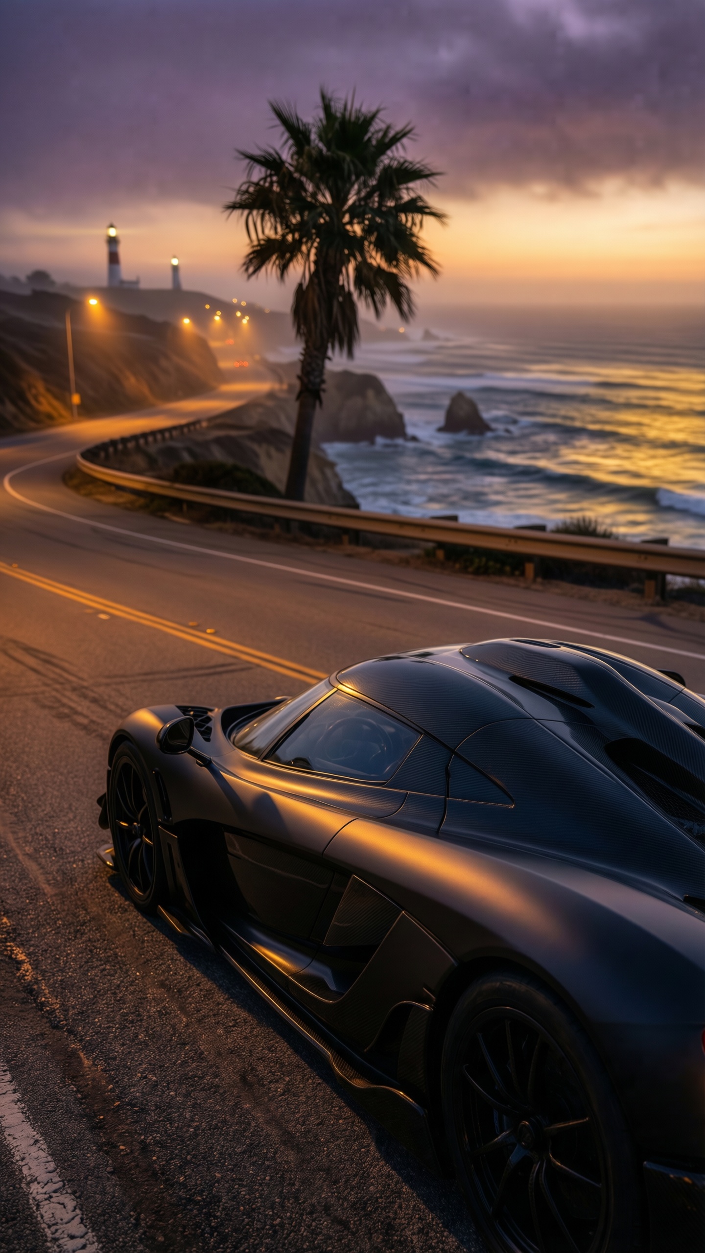 Sunset Coastal Drive - AI generated wallpaper