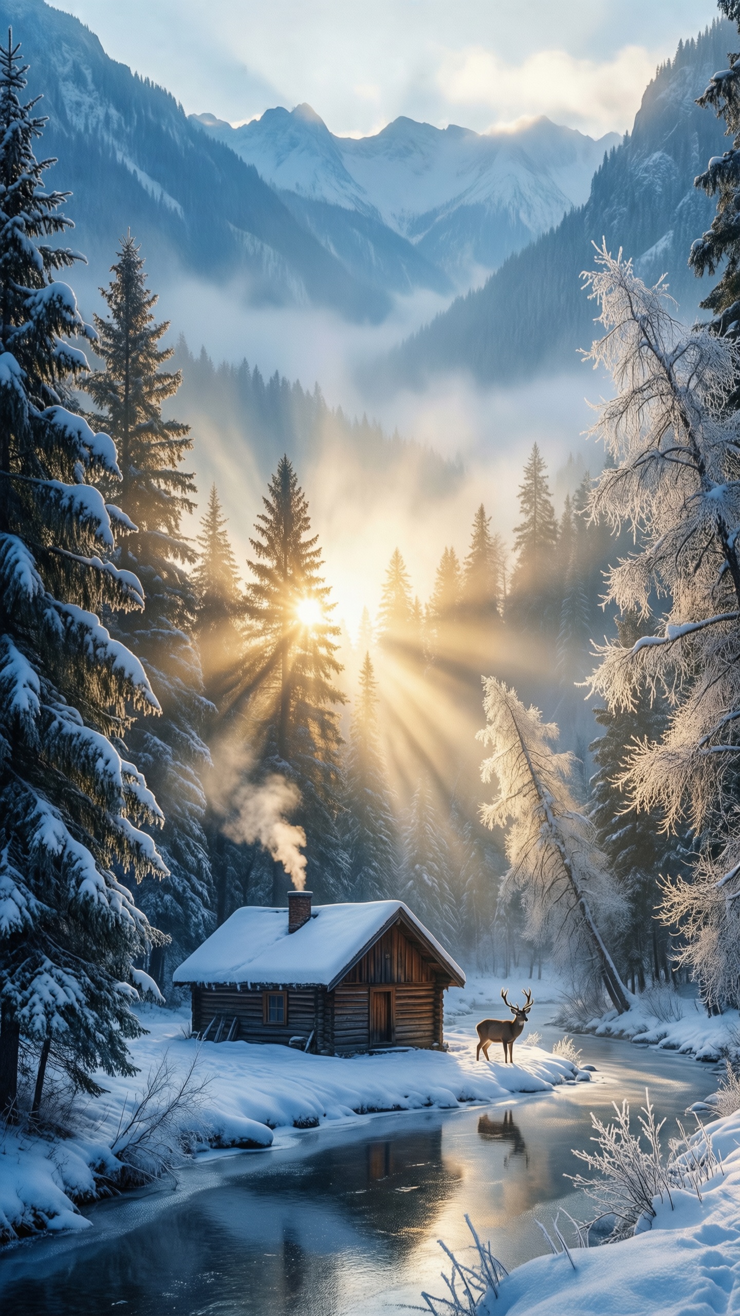 Winter Wonderland Cabin 1 - AI generated wallpaper
